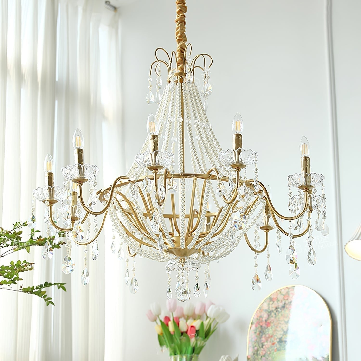 Eurvaros Vintage Kristall-Messing-Kronleuchter-Letslighting