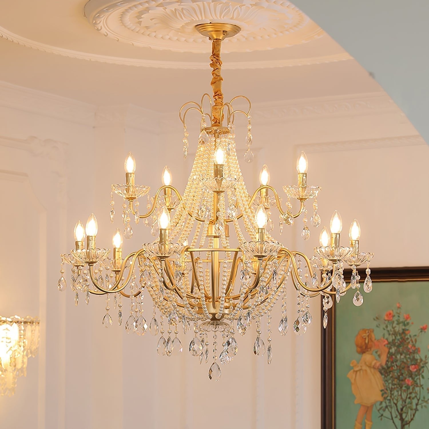 Eurvaros Vintage Kristall-Messing-Kronleuchter-Letslighting