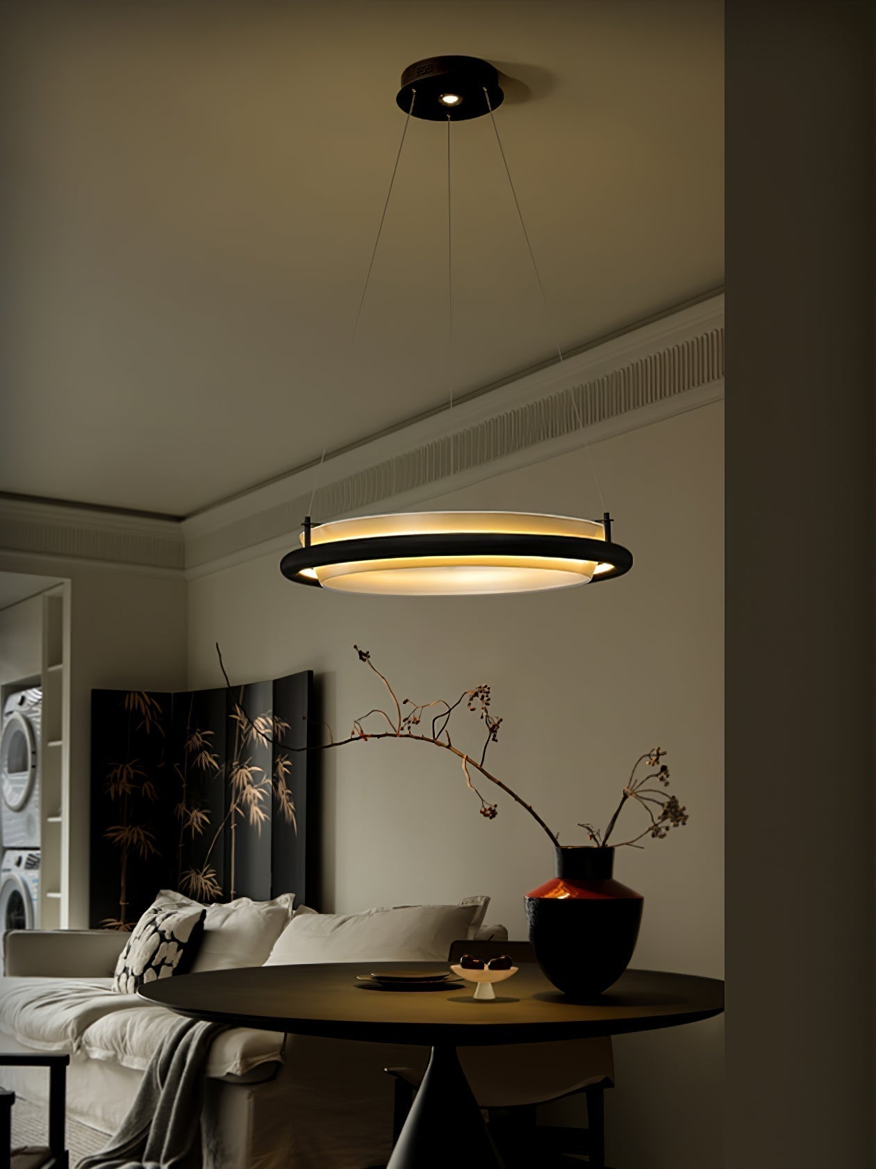 Olvelila Kreisförmige Pendelleuchte aus Holz-Letslighting