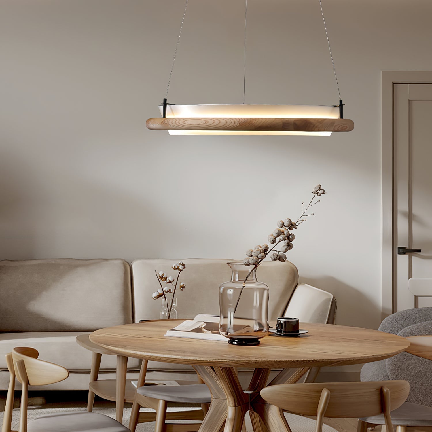 Olvelila Kreisförmige Pendelleuchte aus Holz-Letslighting
