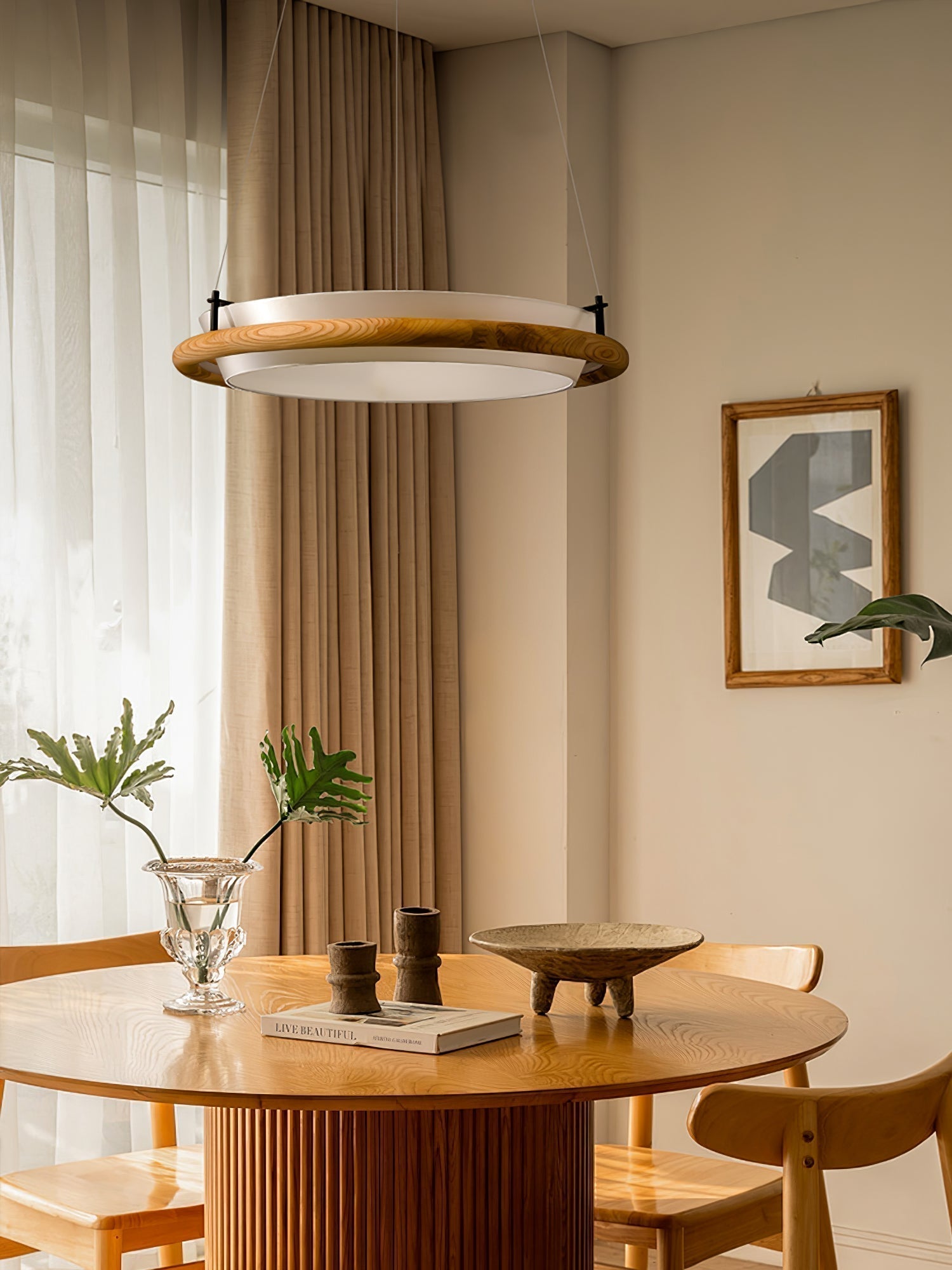 Olvelila Kreisförmige Pendelleuchte aus Holz-Letslighting