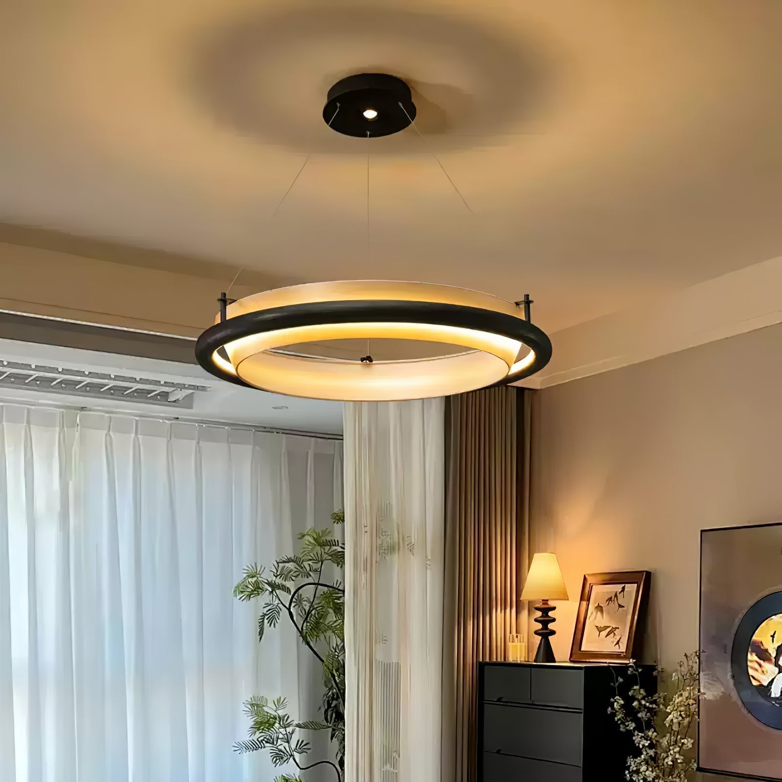 Olvelila Kreisförmige Pendelleuchte aus Holz-Letslighting