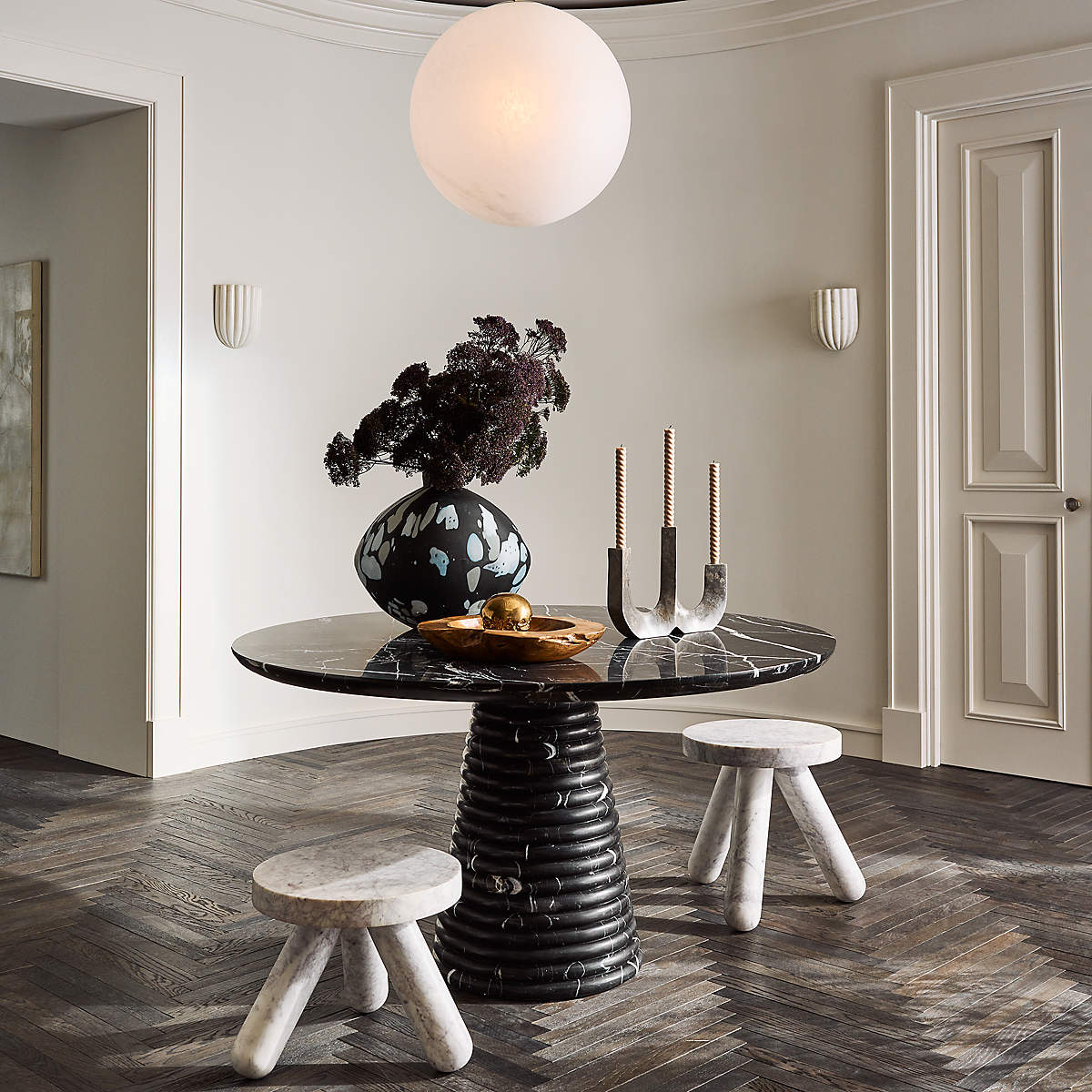 Tinduvys Elegance Ariel Single Marble Fluted Wall Lamp - Letslighting