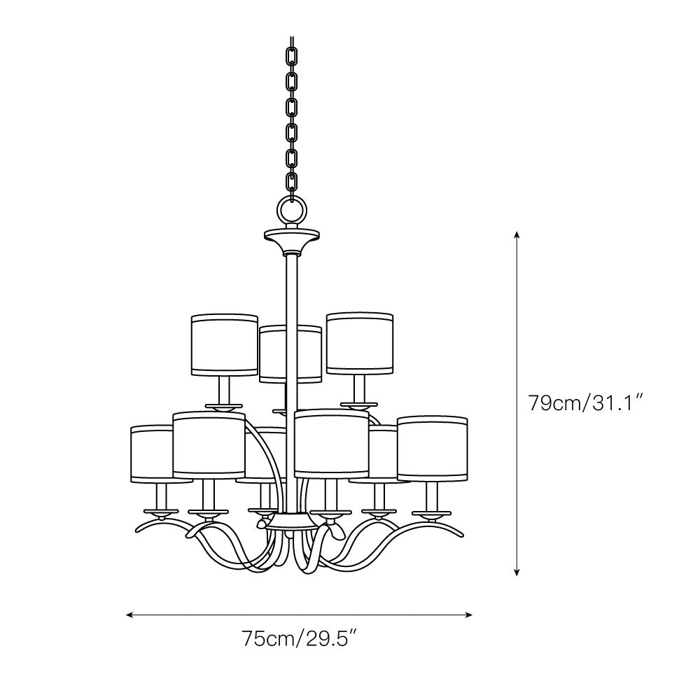 Vatnuvys Traditional Premium Brass Fabric Metal Chandelier - Letslighting