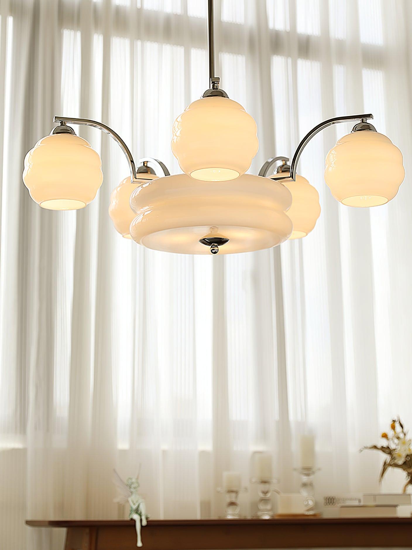 Lustra Kronleuchter Art Deco Vintage Gold Glasschirme-Letslighting