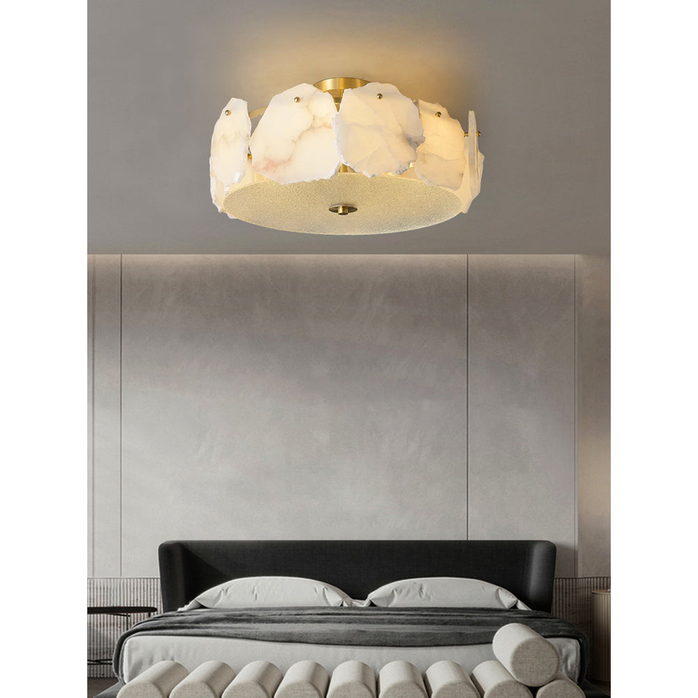 Zoruvys Sophisticated Disc Flat Alabaster Glass Ceiling Light - Letslighting