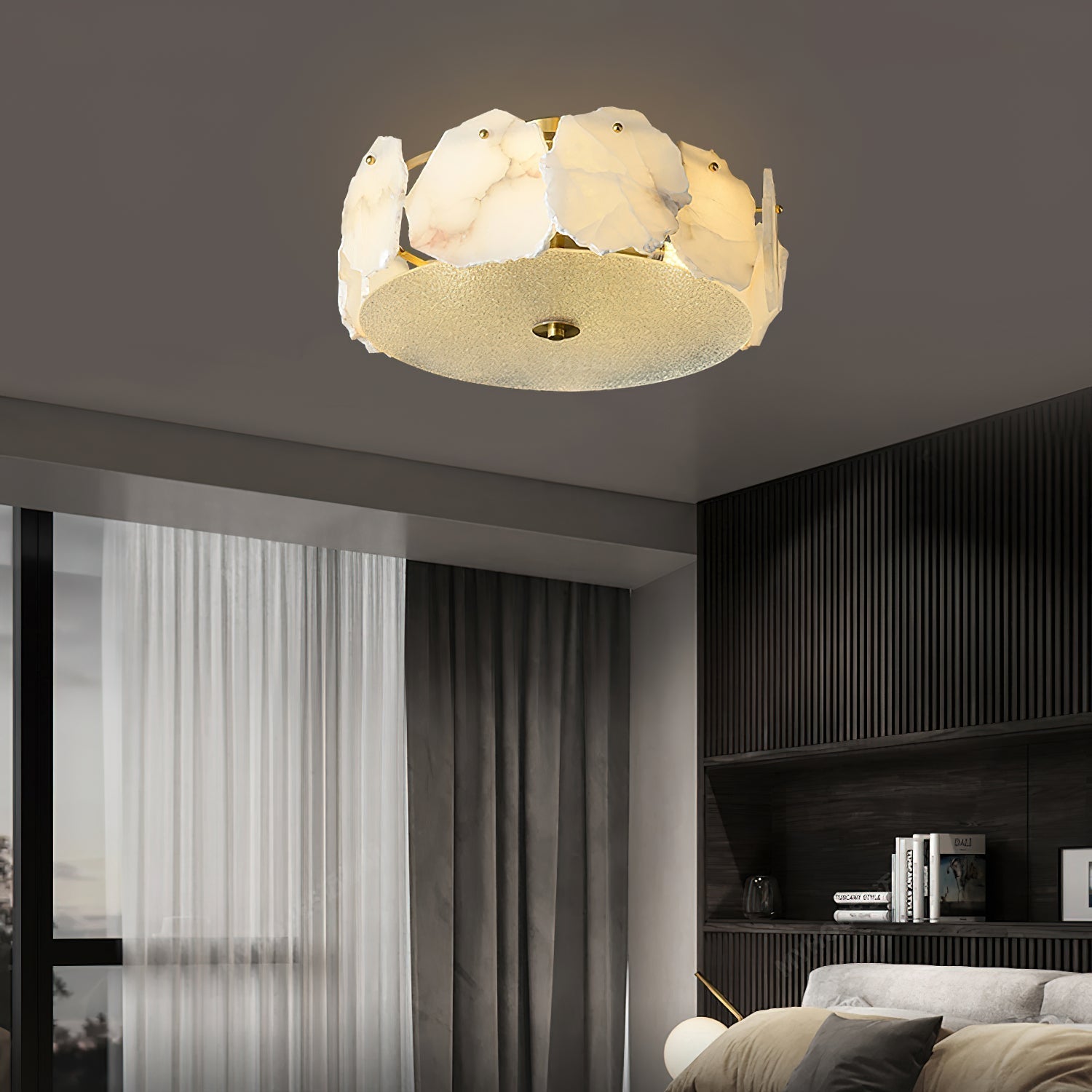 Zoruvys Sophisticated Disc Flat Alabaster Glass Ceiling Light - Letslighting