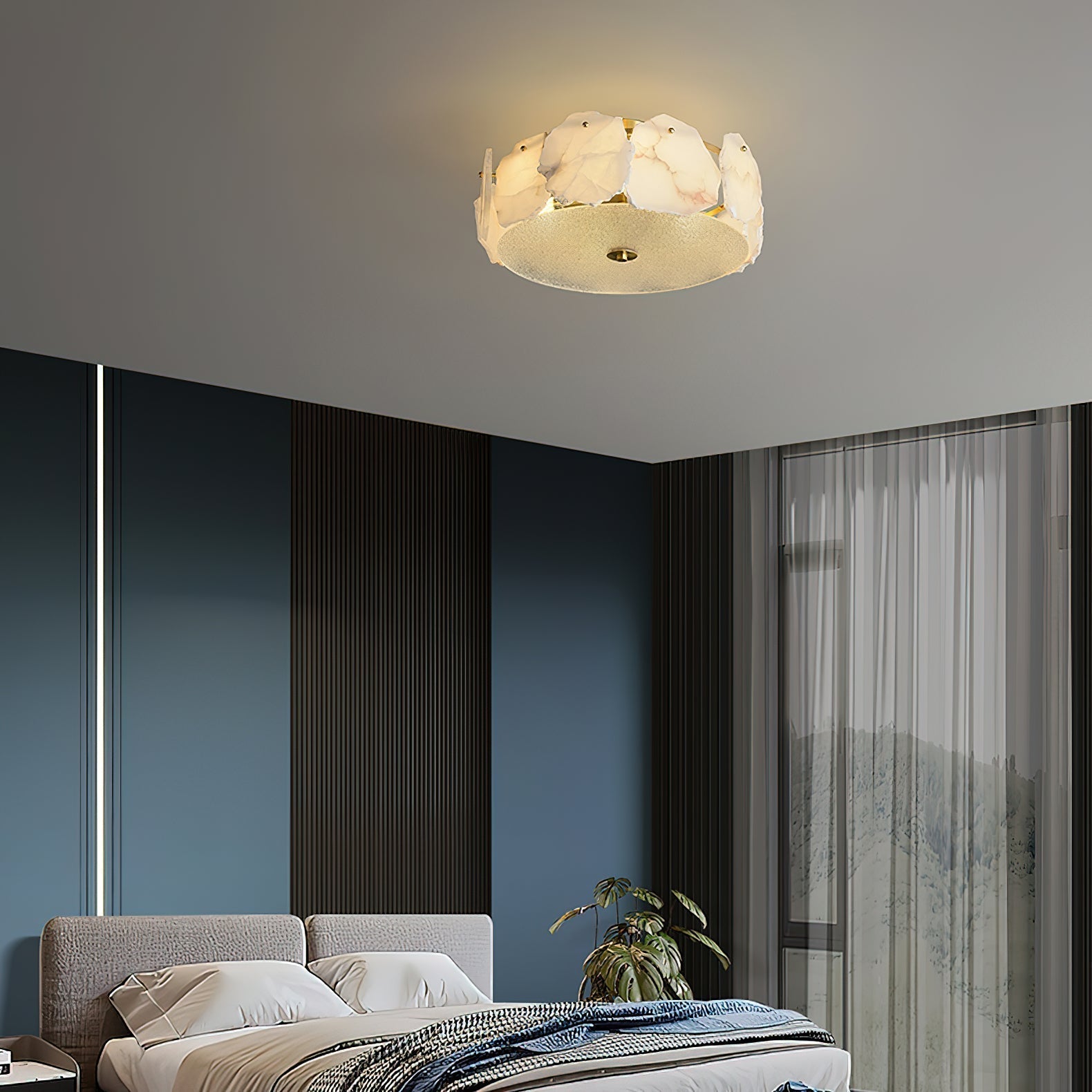 Zoruvys Sophisticated Disc Flat Alabaster Glass Ceiling Light - Letslighting
