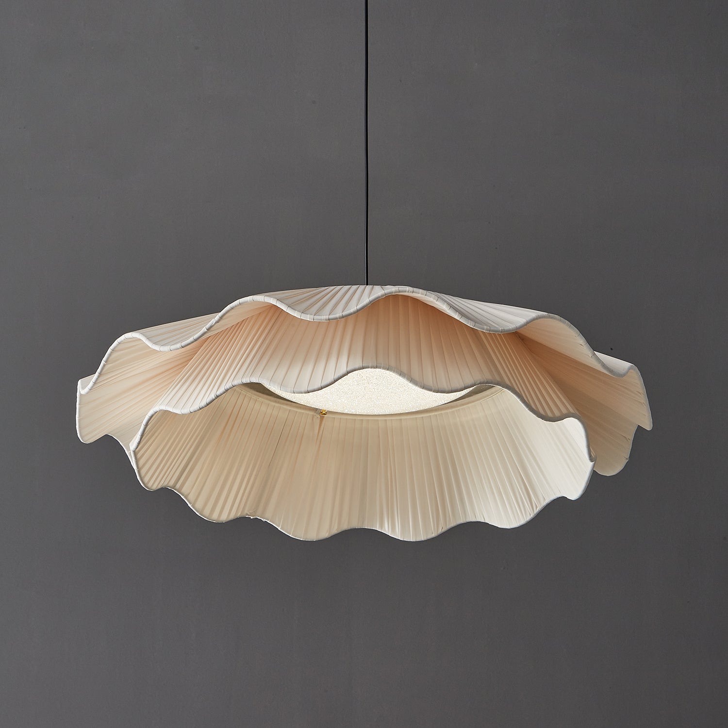 Ellorel Eleganz Welle Messing Stoff Pendelleuchte-Letslighting