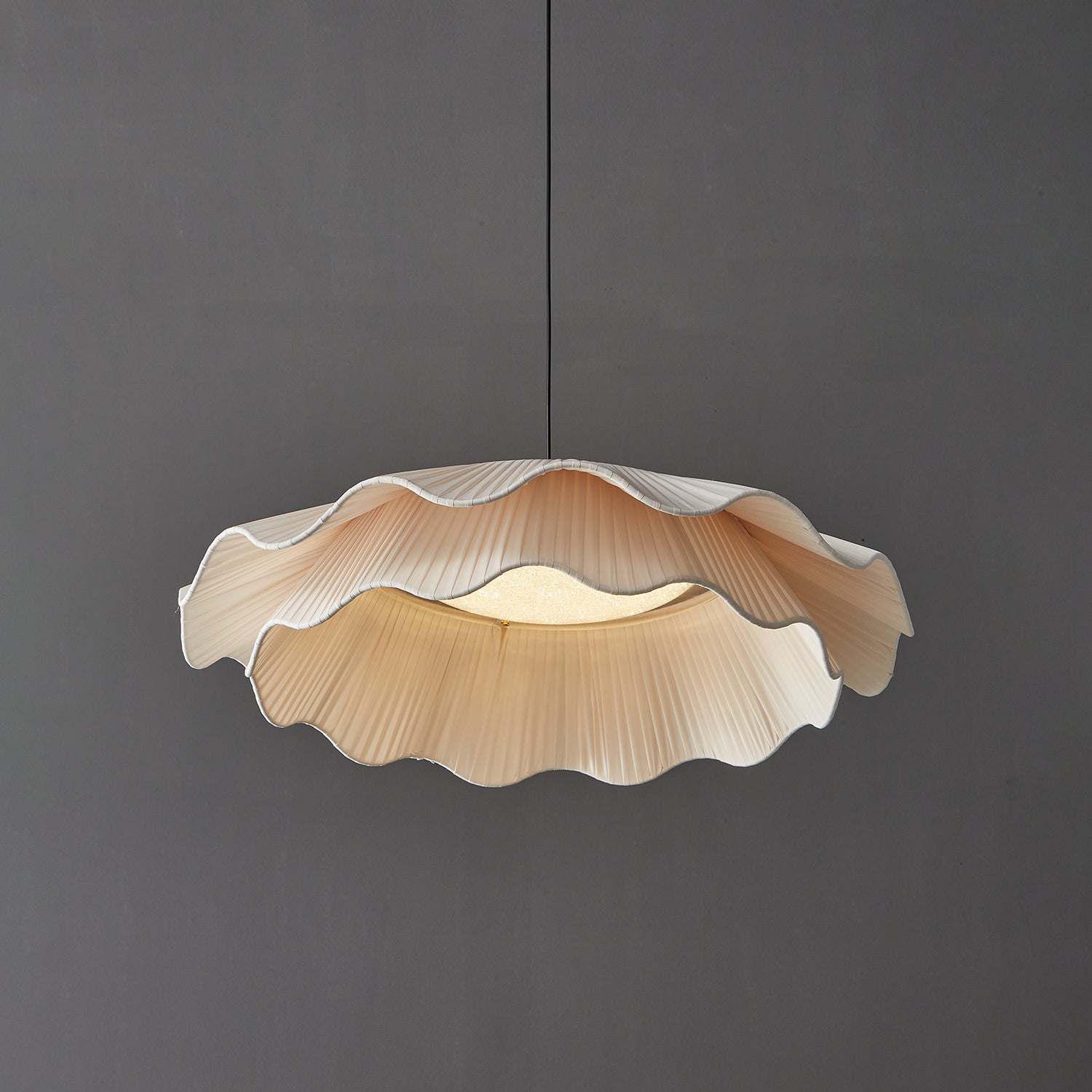 Ellorel Eleganz Welle Messing Stoff Pendelleuchte-Letslighting