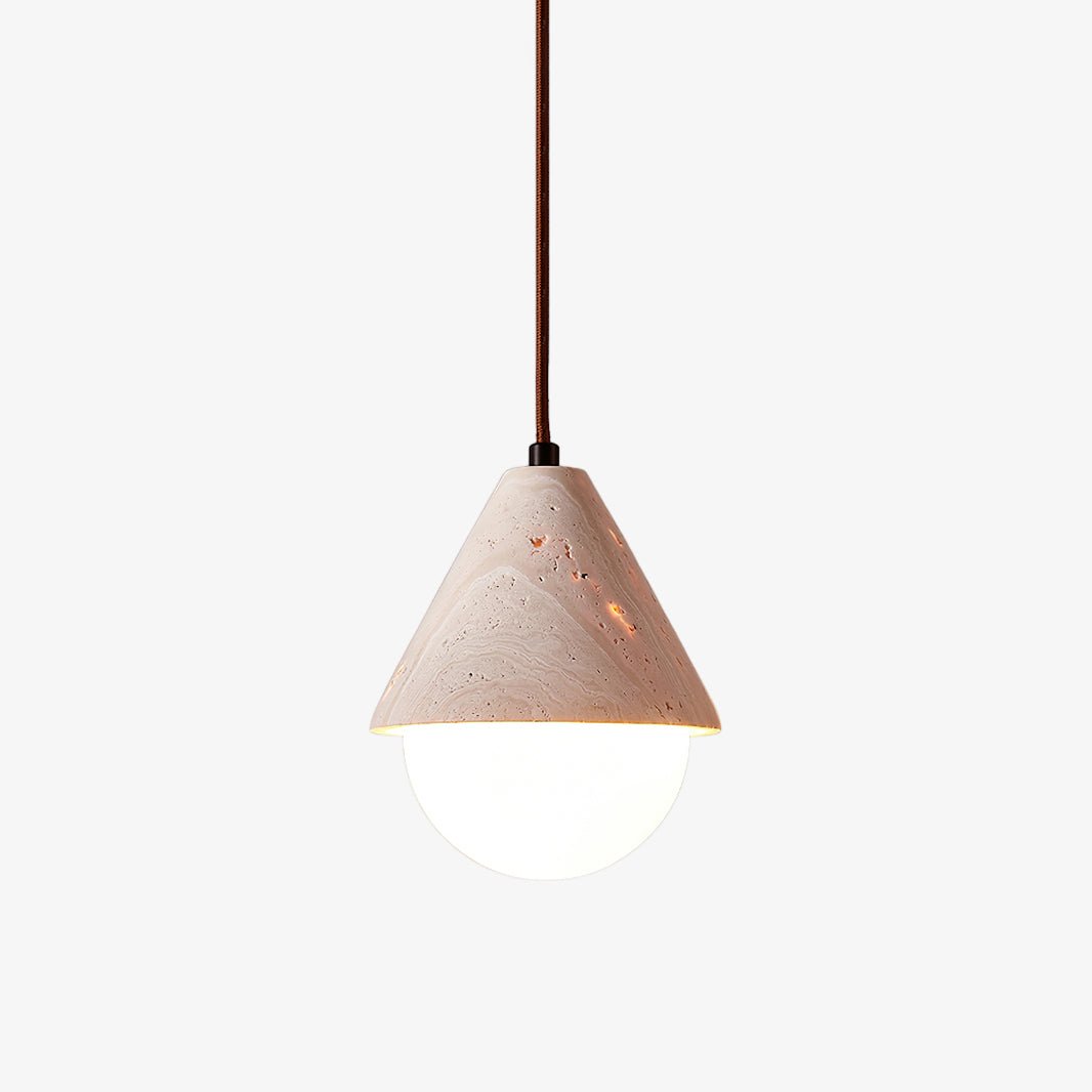 Cevynisra Cone Hemisphere Travertine Pendant Light - Neutralighting