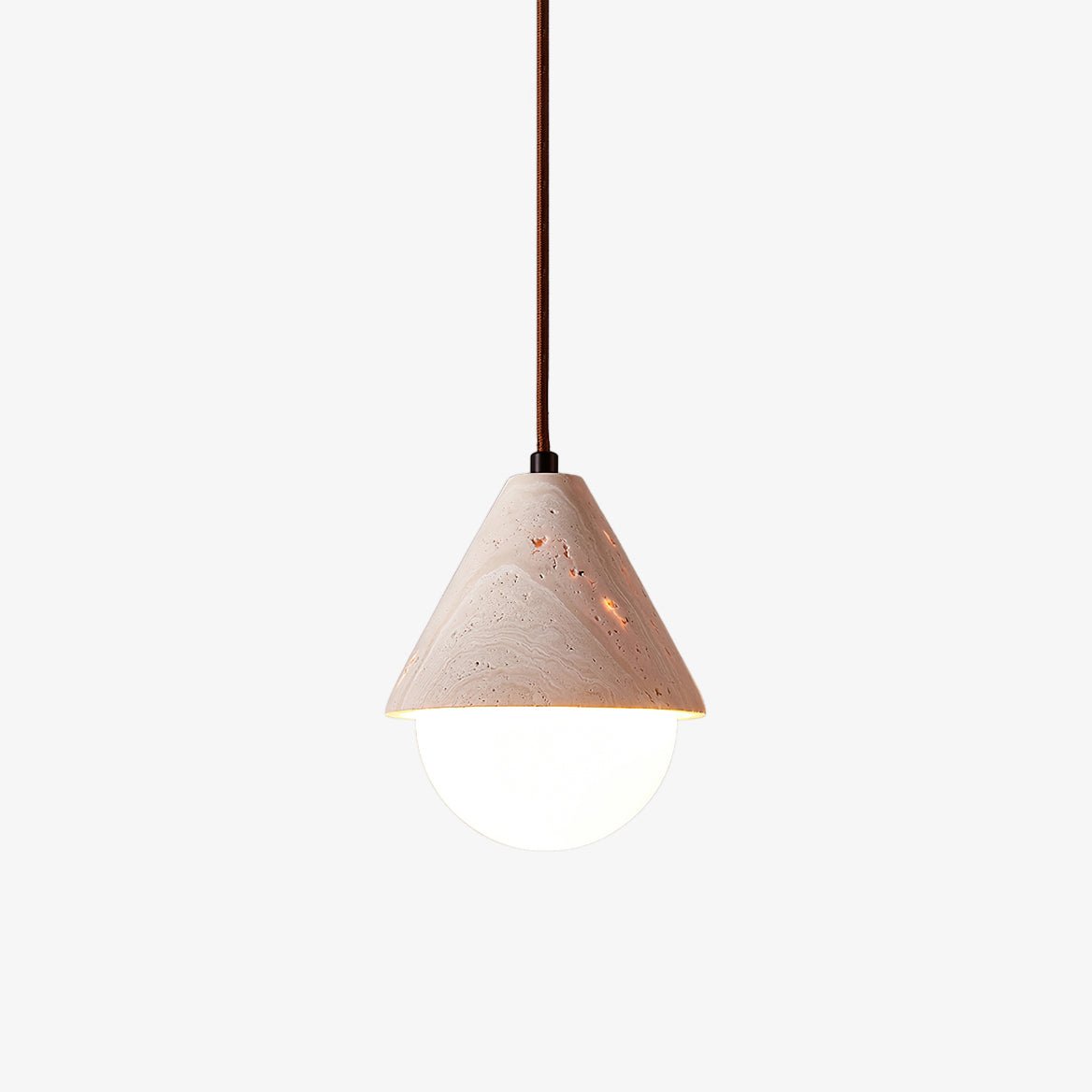 Cevynisra Cone Hemisphere Travertine Pendant Light - Neutralighting