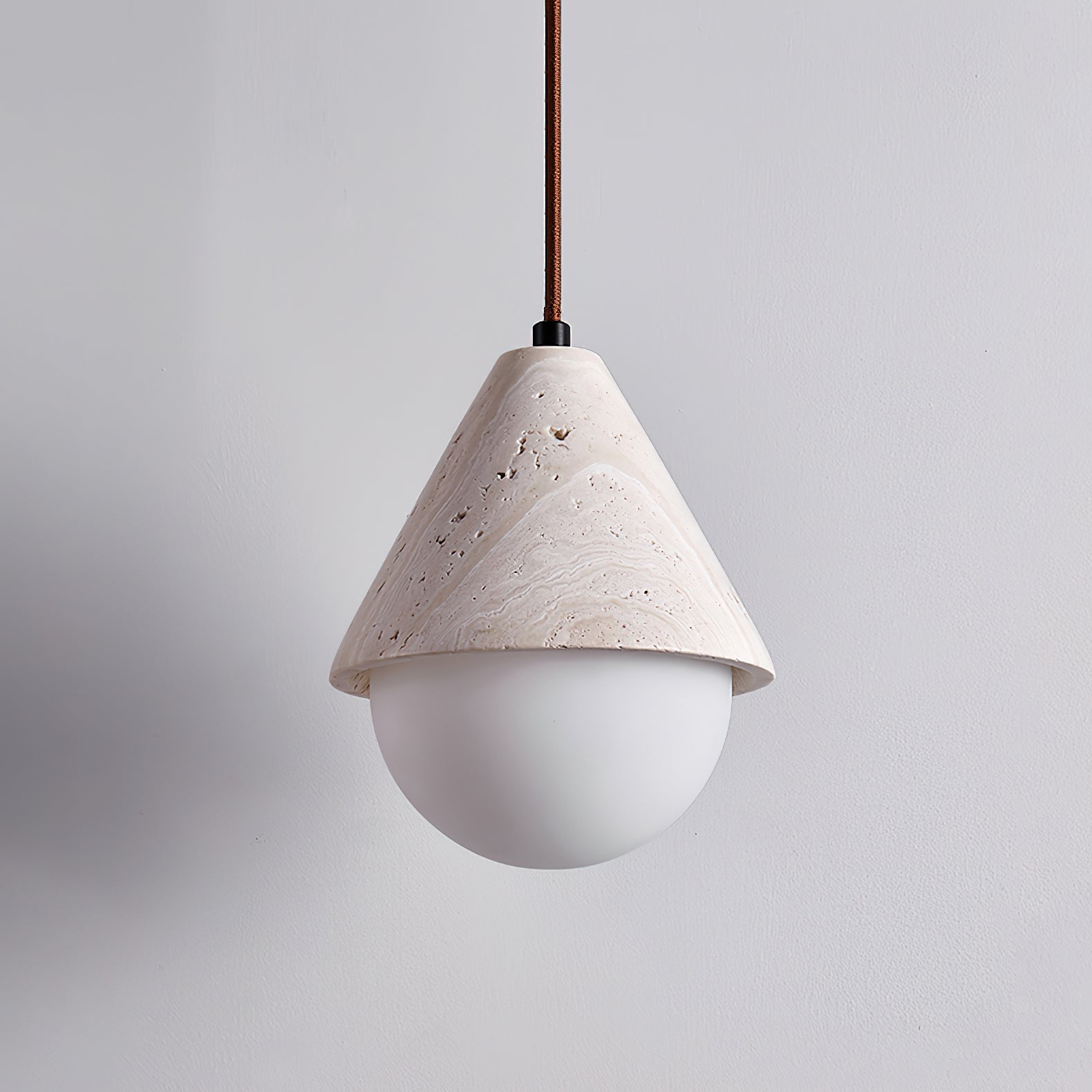 Cevynisra Cone Hemisphere Travertine Pendant Light - Neutralighting