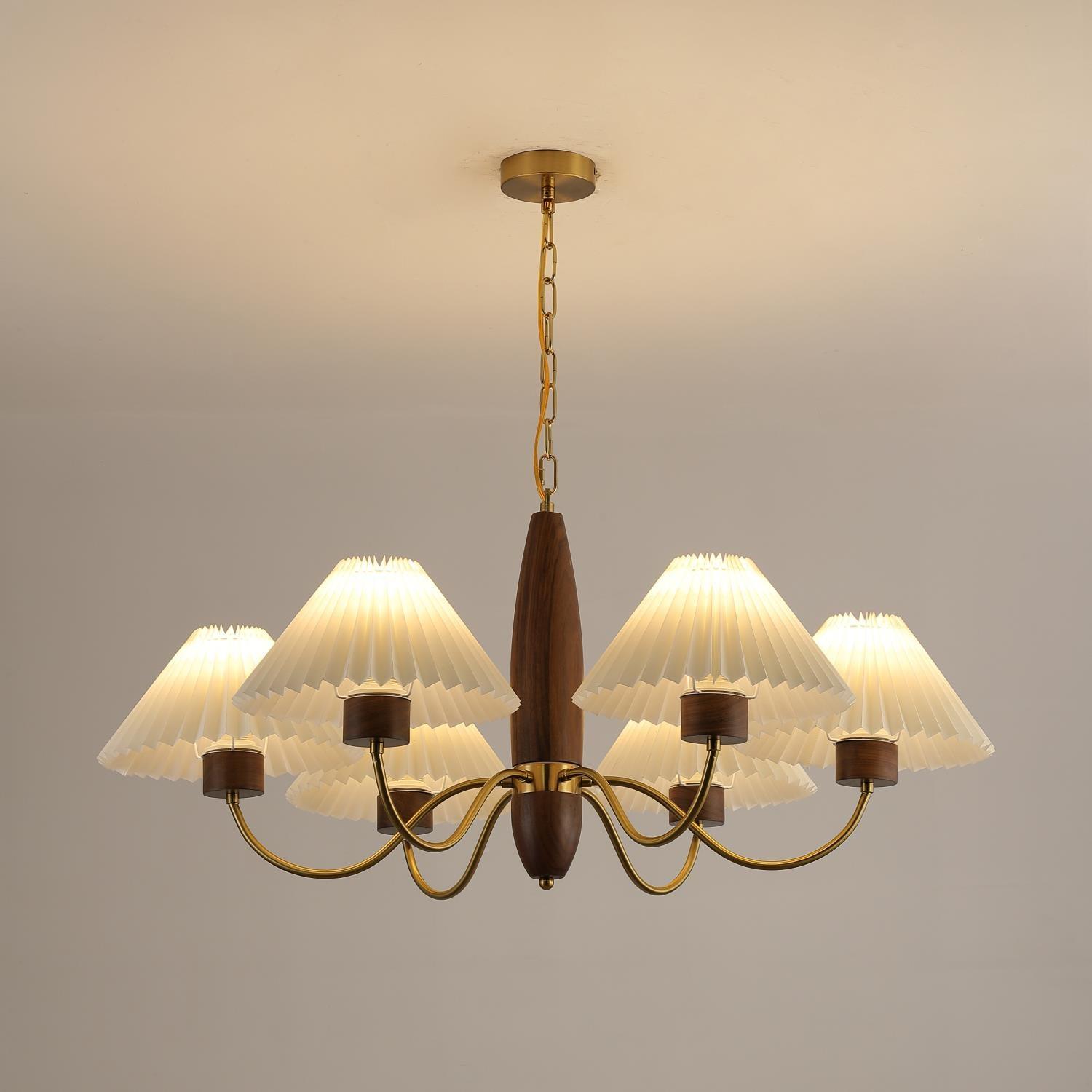 Lustra Kronleuchter Walnuss Messing Elegant-Letslighting