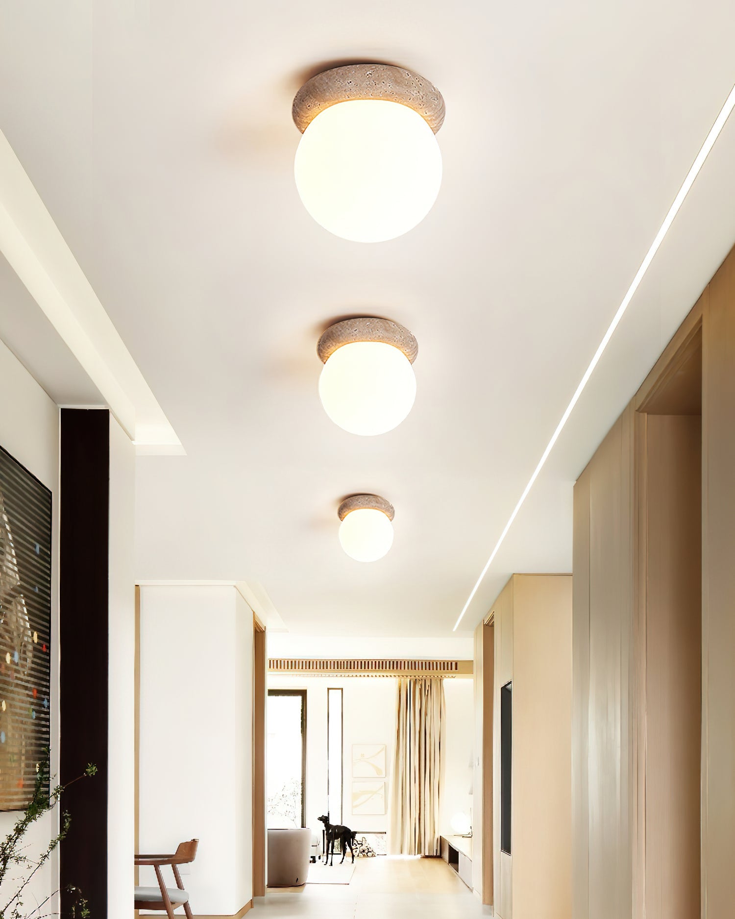 Colaeiel Disc-Globe Travertine Ceiling Light - Neutralighting