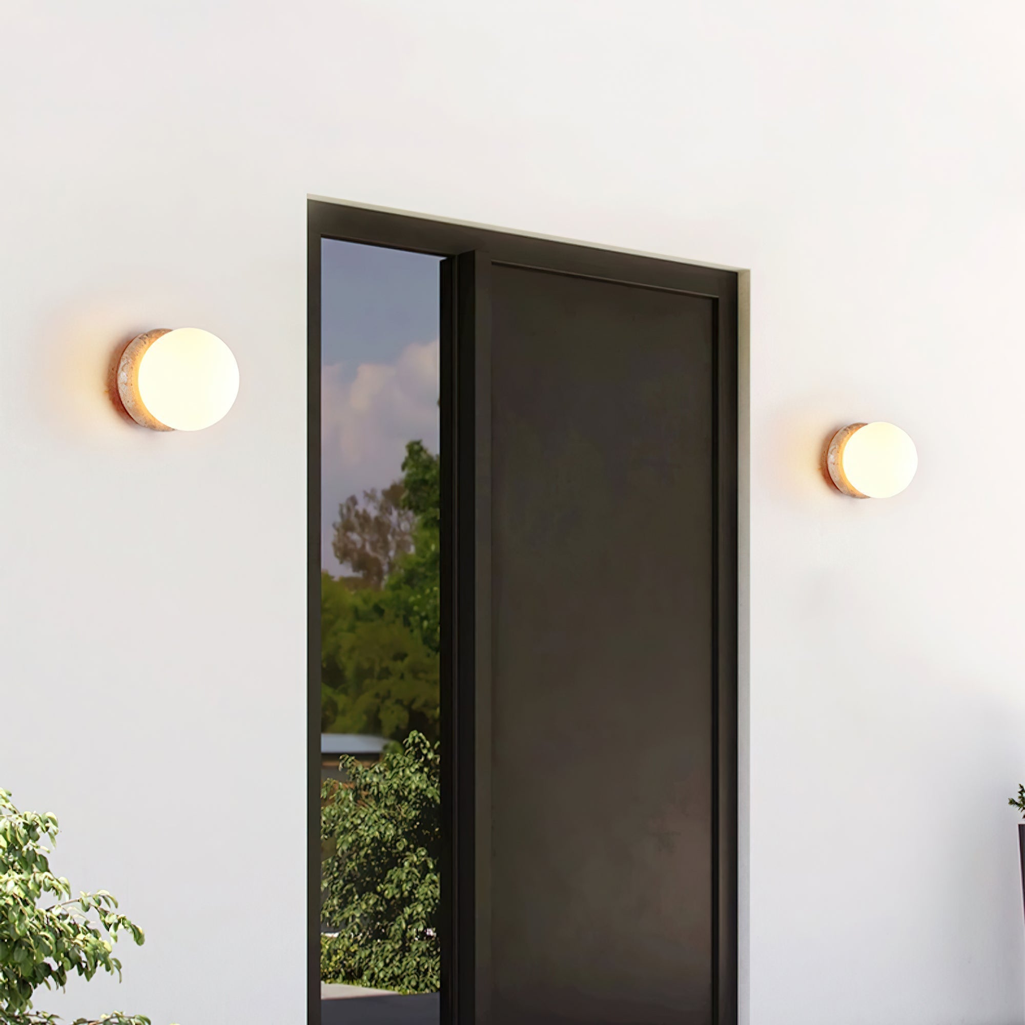 Caliror Rund-Platte Travertin Wandleuchte-Letslighting