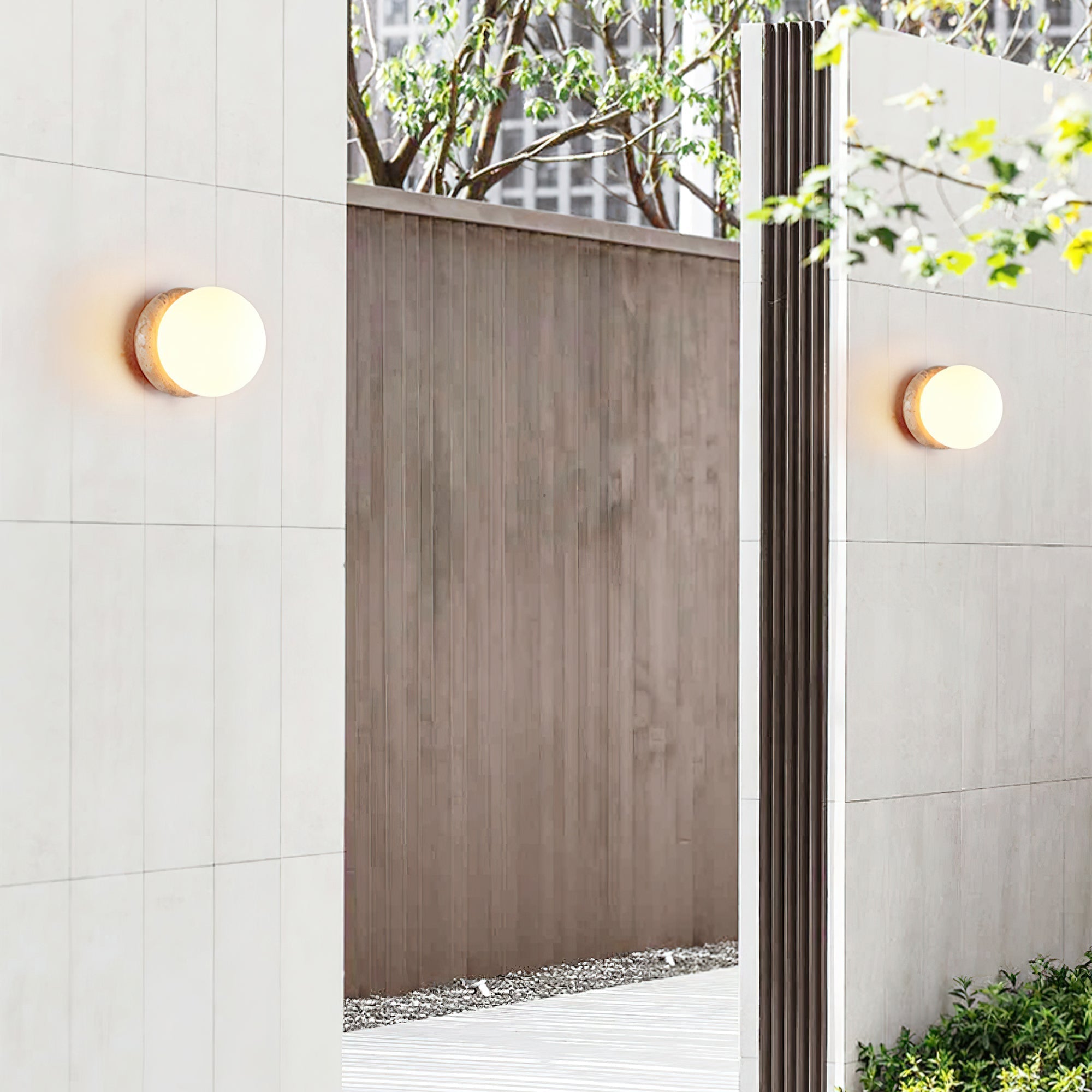 Caliror Rund-Platte Travertin Wandleuchte-Letslighting