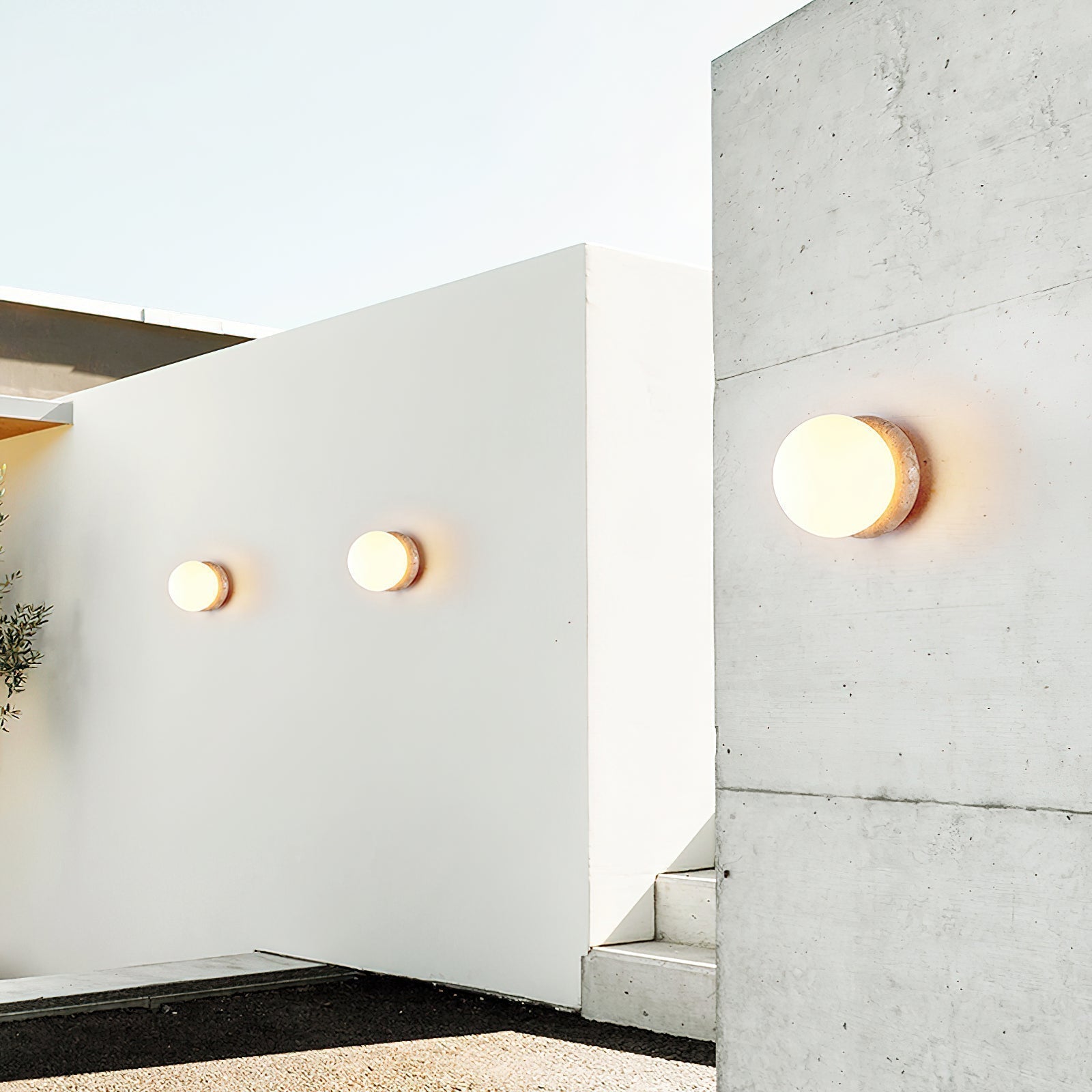 Caliror Rund-Platte Travertin Wandleuchte-Letslighting