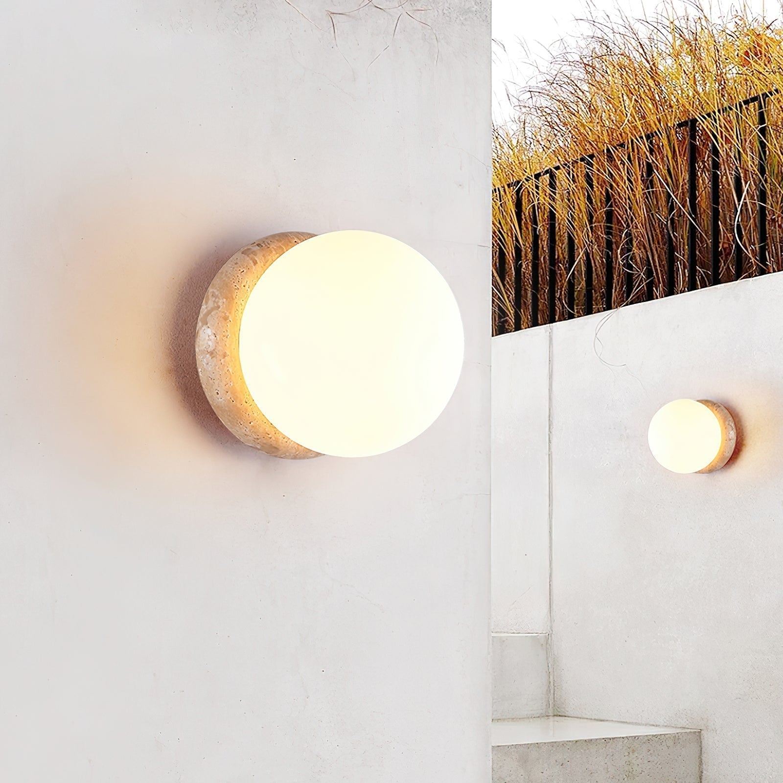 Caliror Rund-Platte Travertin Wandleuchte-Letslighting
