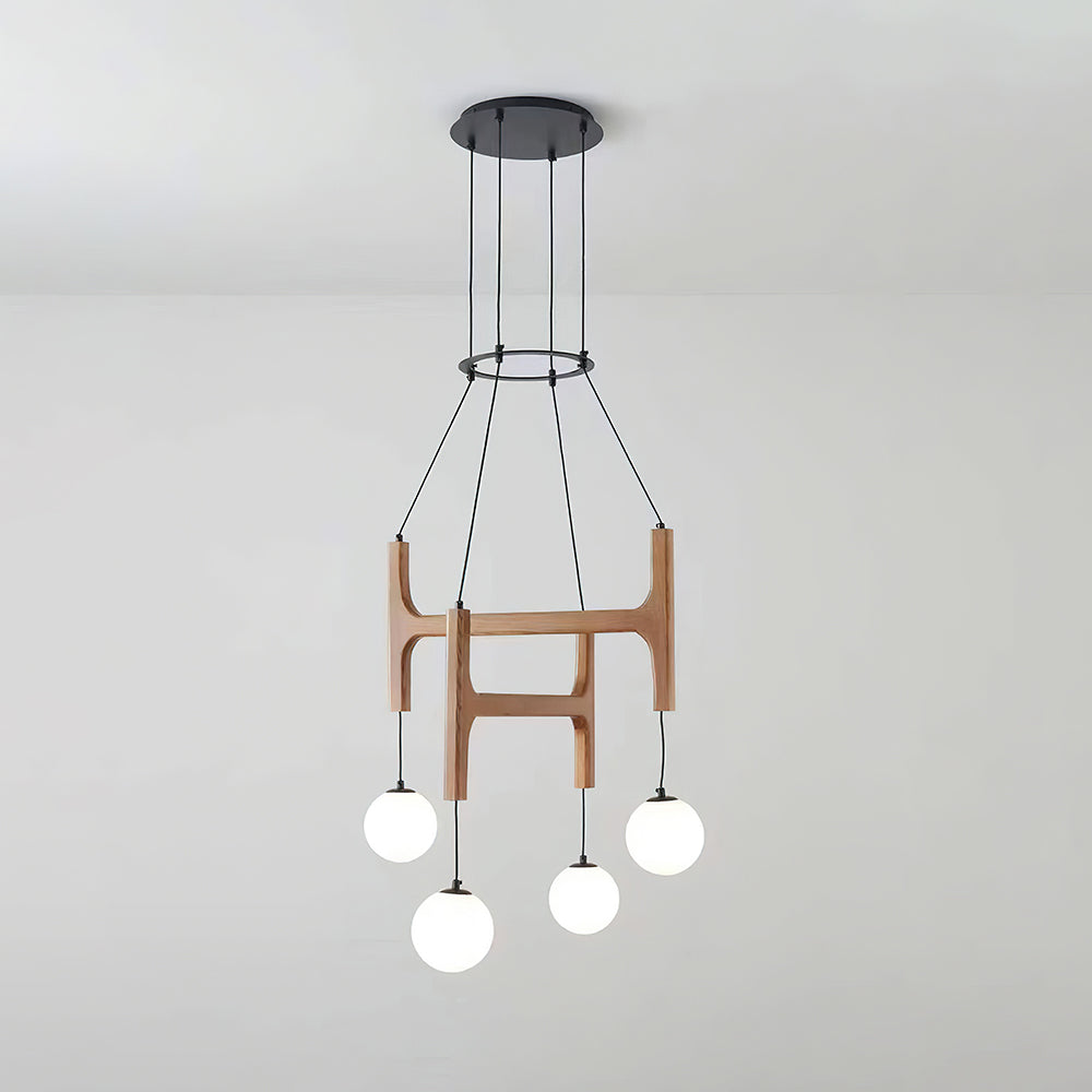 Terra Geometrischer Kronleuchter aus Holz-Letslighting