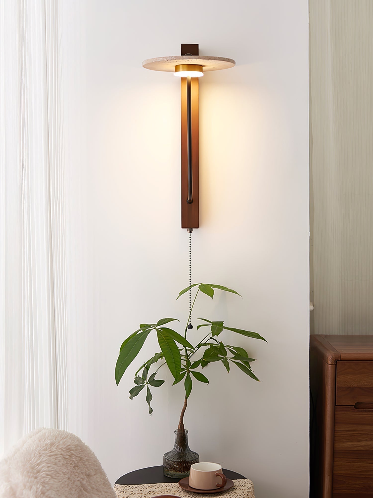 Viphayra Lever Arm Travertine Wall Light - Letslighting