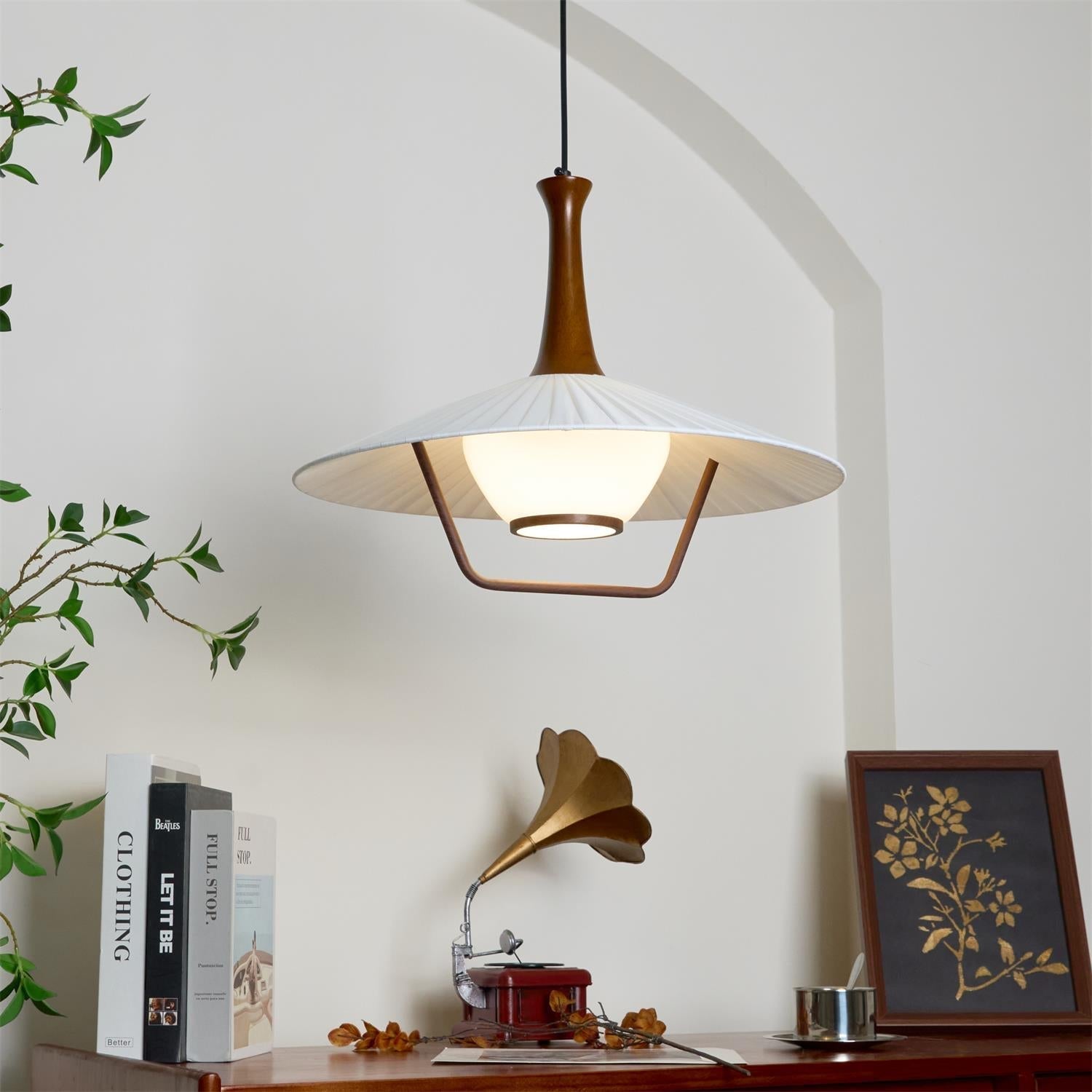 Vionne Mid-Century Pendelleuchte aus Holz und Weiß-Letslighting