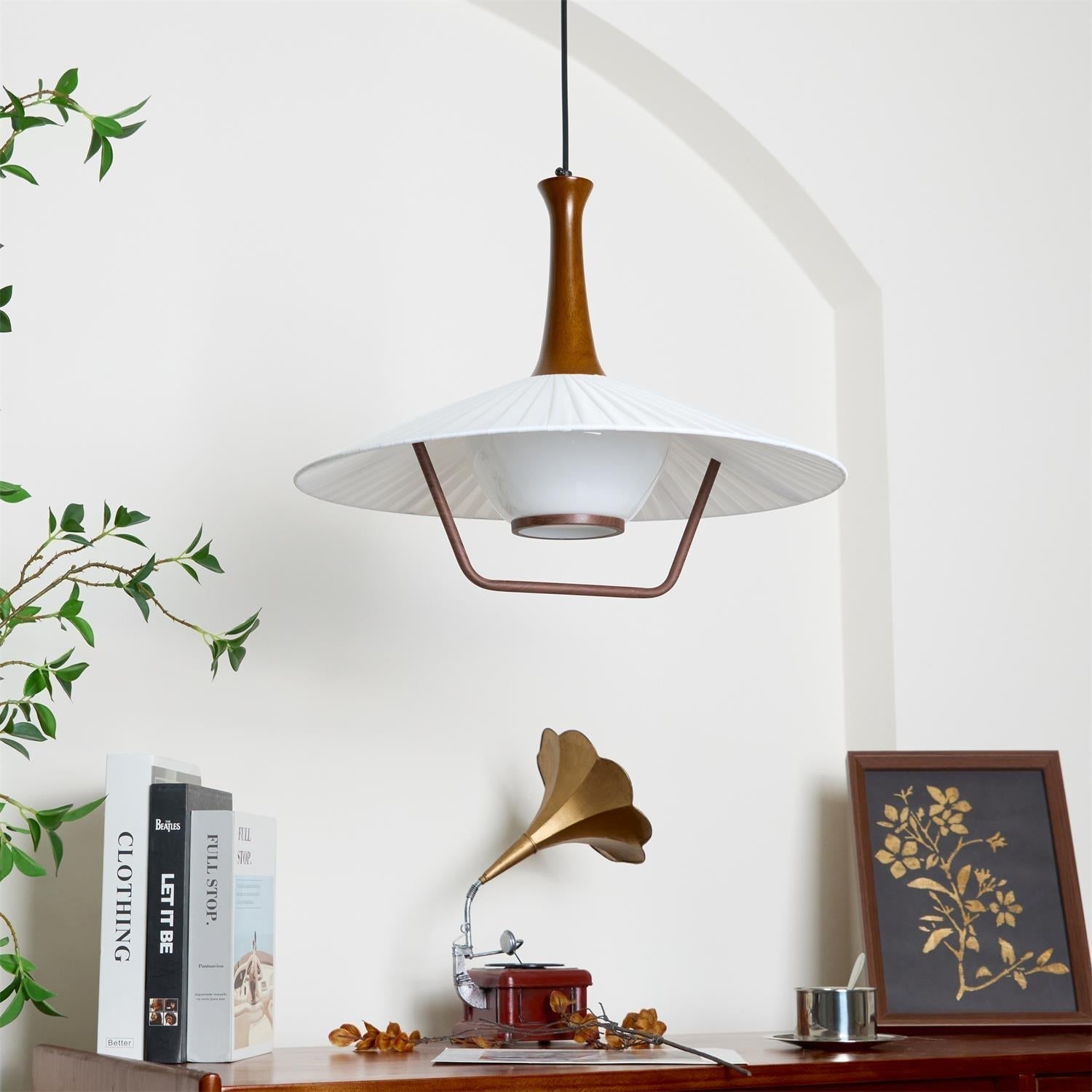 Vionne Mid-Century Pendelleuchte aus Holz und Weiß-Letslighting