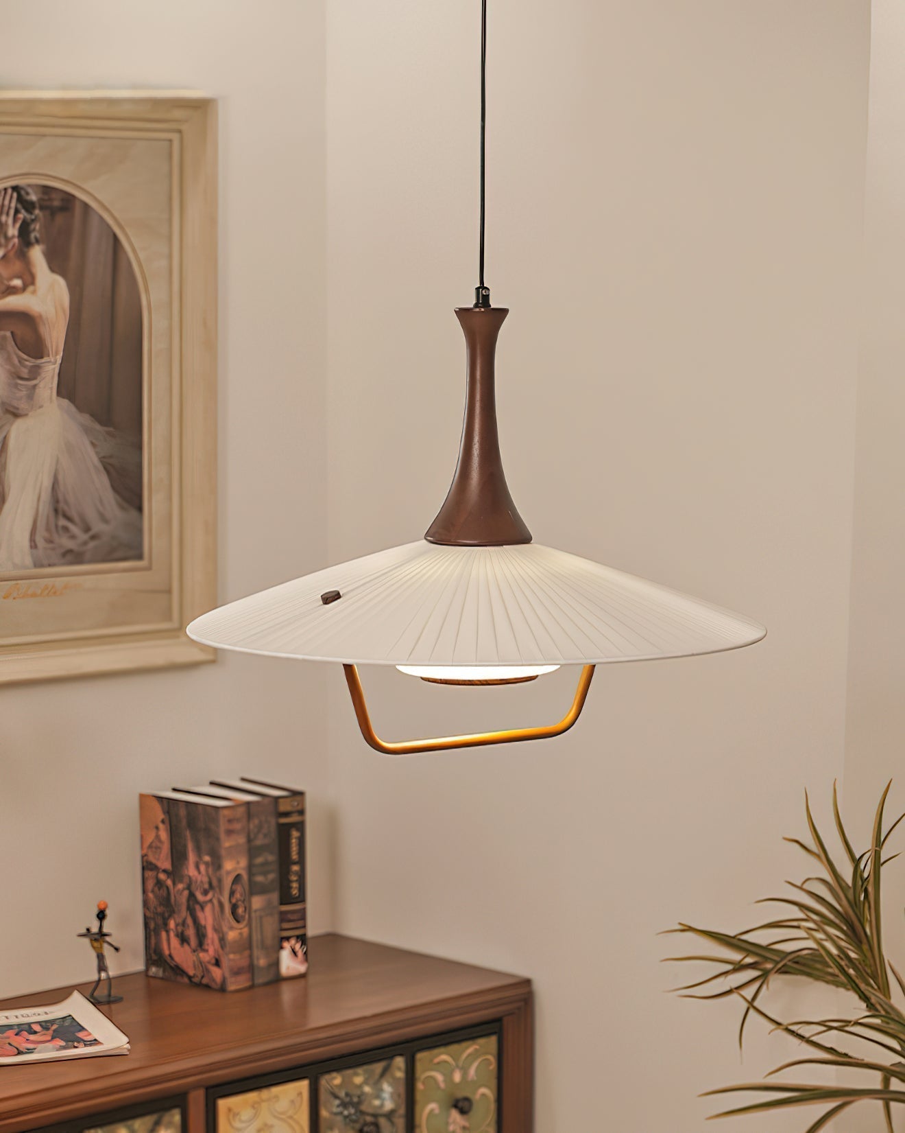 Vionne Mid-Century Pendelleuchte aus Holz und Weiß-Letslighting
