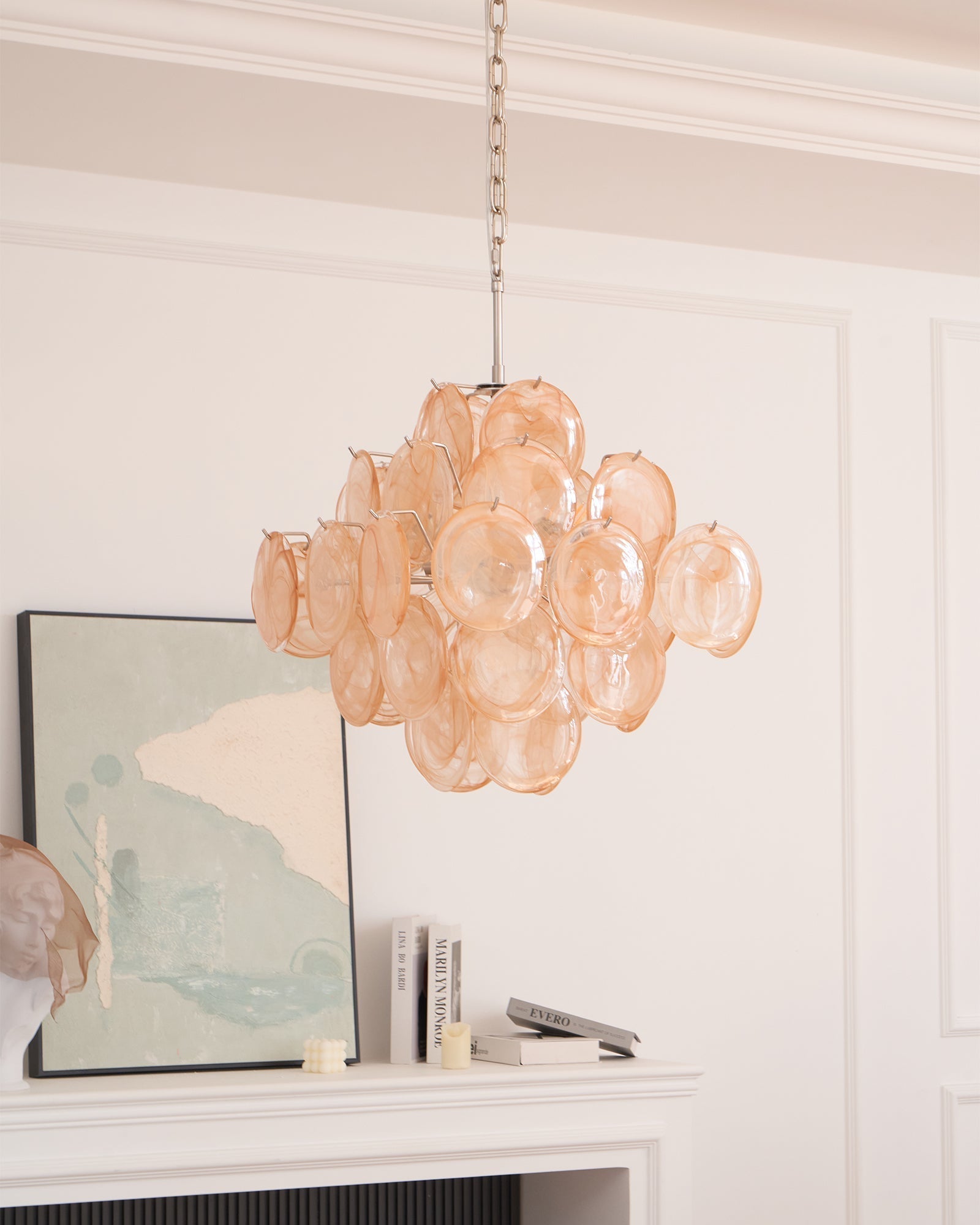 Aurora Chandelier Apricot Murano Glass Disc Layered Artistic - Neutralighting