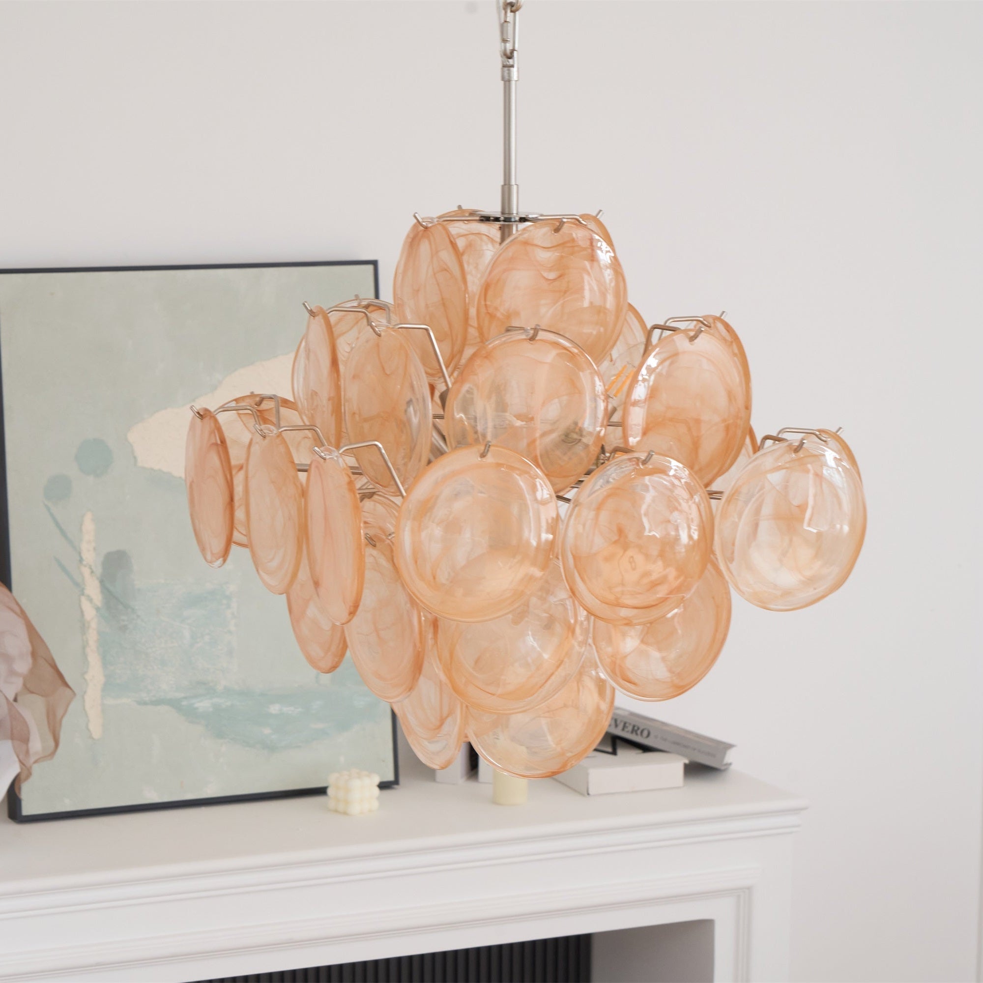 Aurora Chandelier Apricot Murano Glass Disc Layered Artistic - Neutralighting