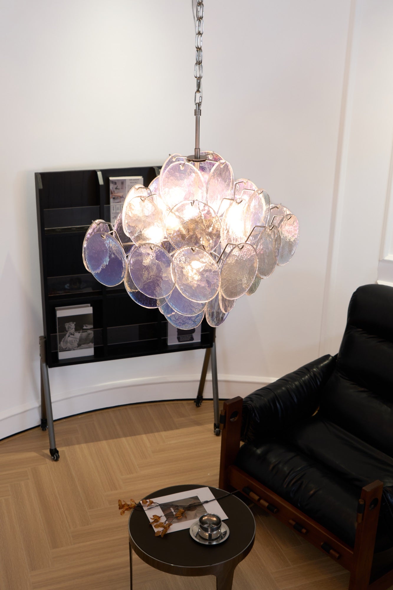 Aurora Chandelier Iridescent Murano Disc Layered - Neutralighting