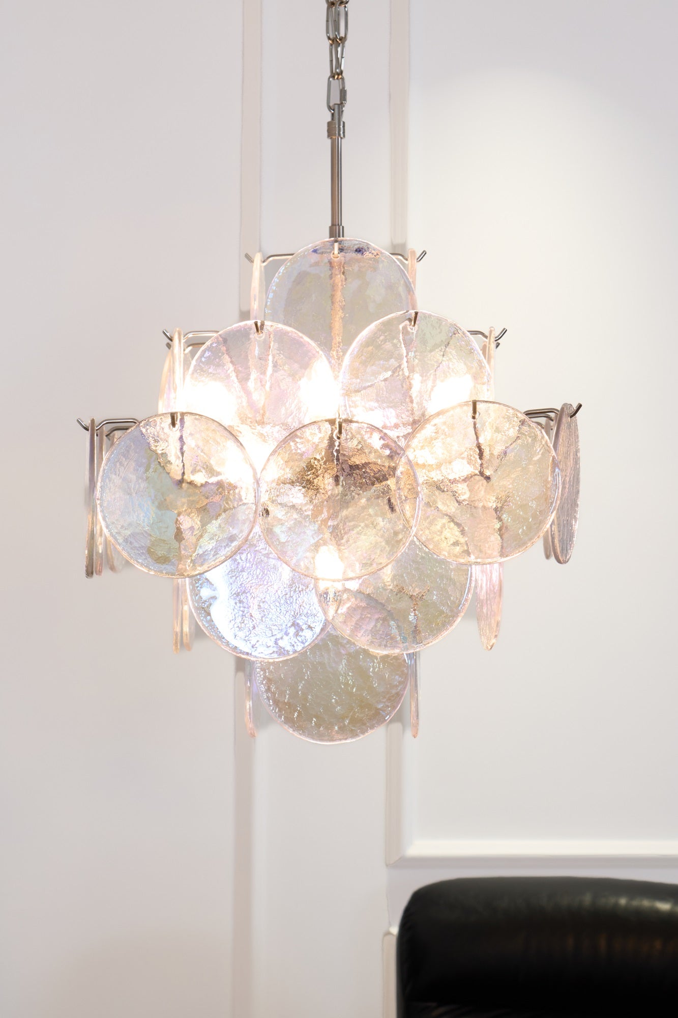 Aurora Chandelier Iridescent Murano Disc Layered - Neutralighting