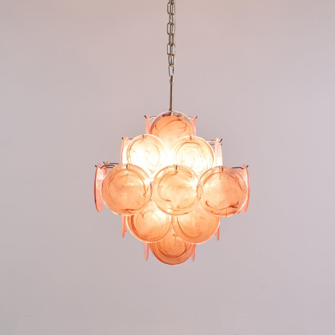 Aurora Chandelier Pink Glass Disc Layered Romantic - Neutralighting