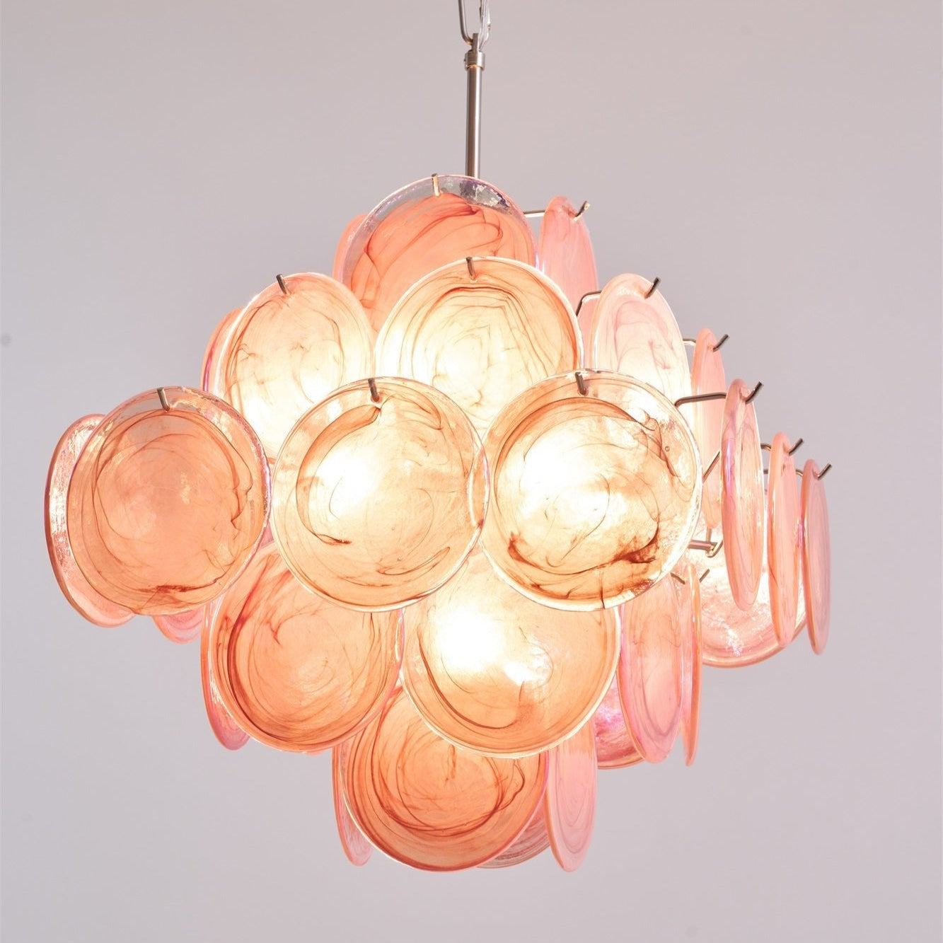 Aurora Chandelier Pink Glass Disc Layered Romantic - Neutralighting