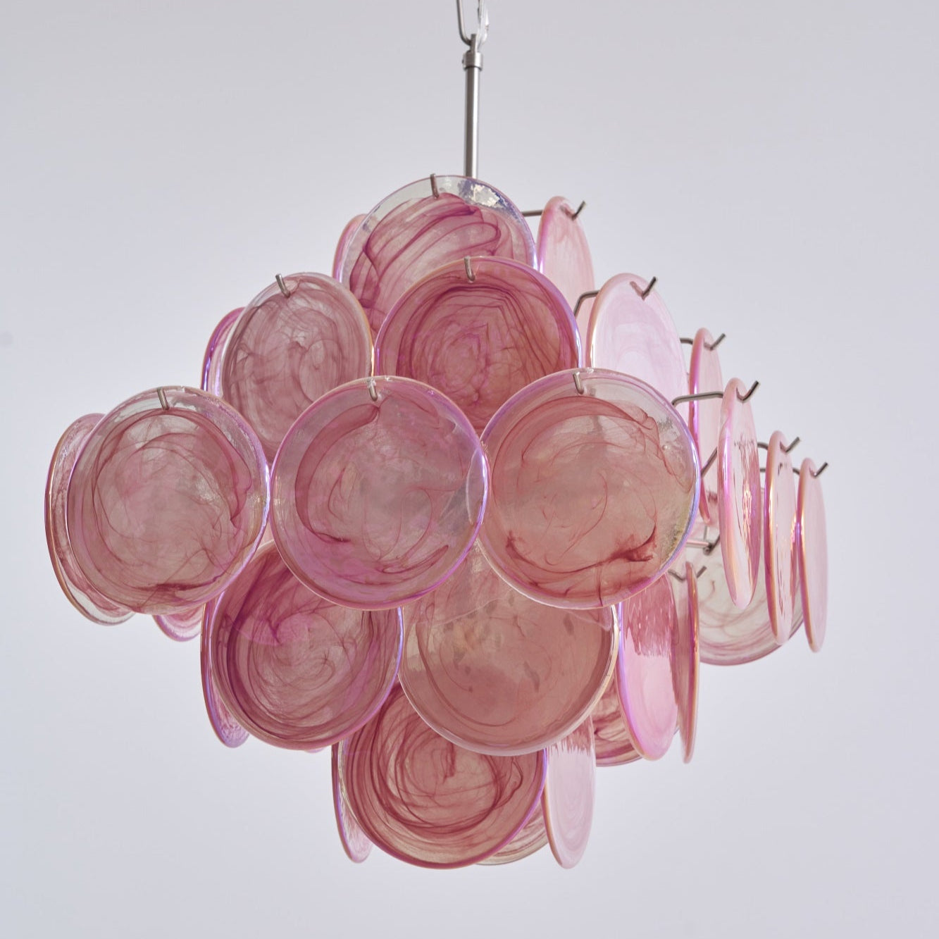 Aurora Chandelier Pink Glass Disc Layered Romantic - Neutralighting