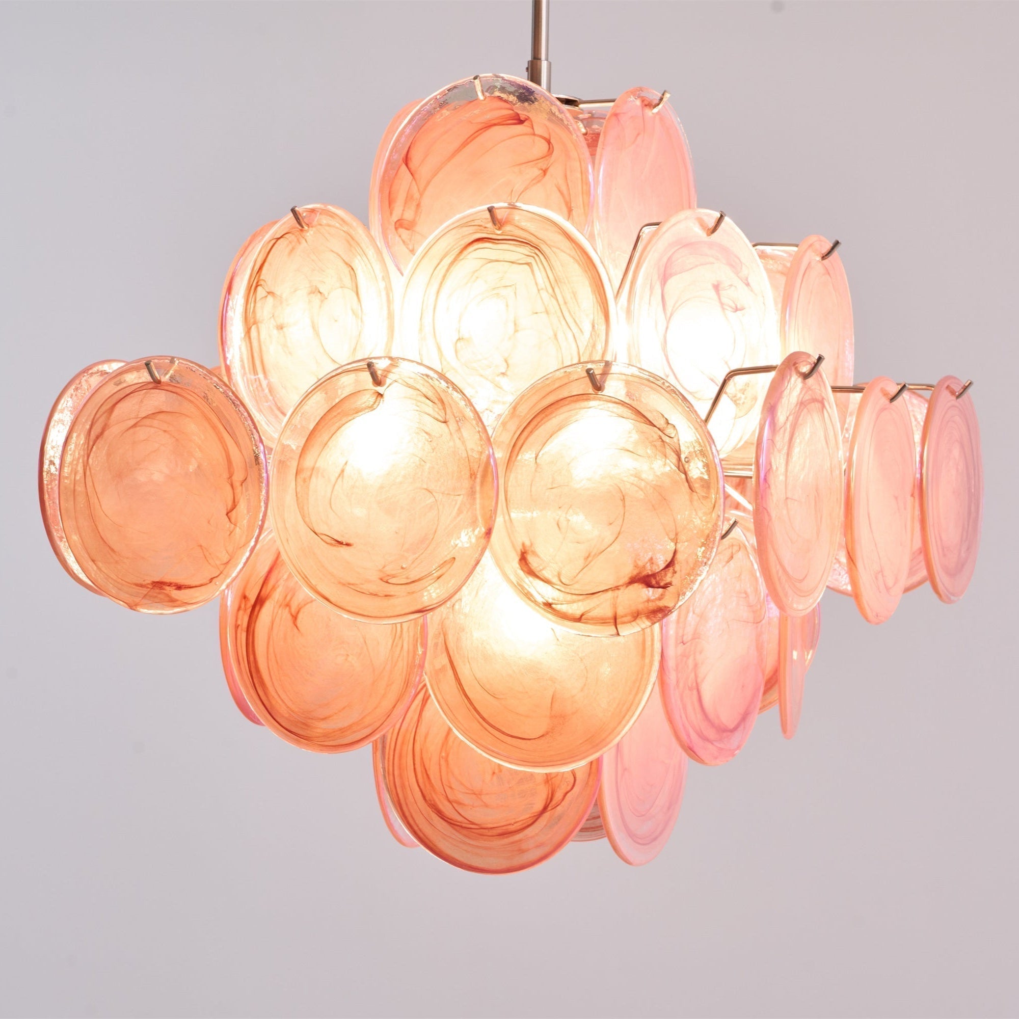 Aurora Chandelier Pink Glass Disc Layered Romantic - Neutralighting
