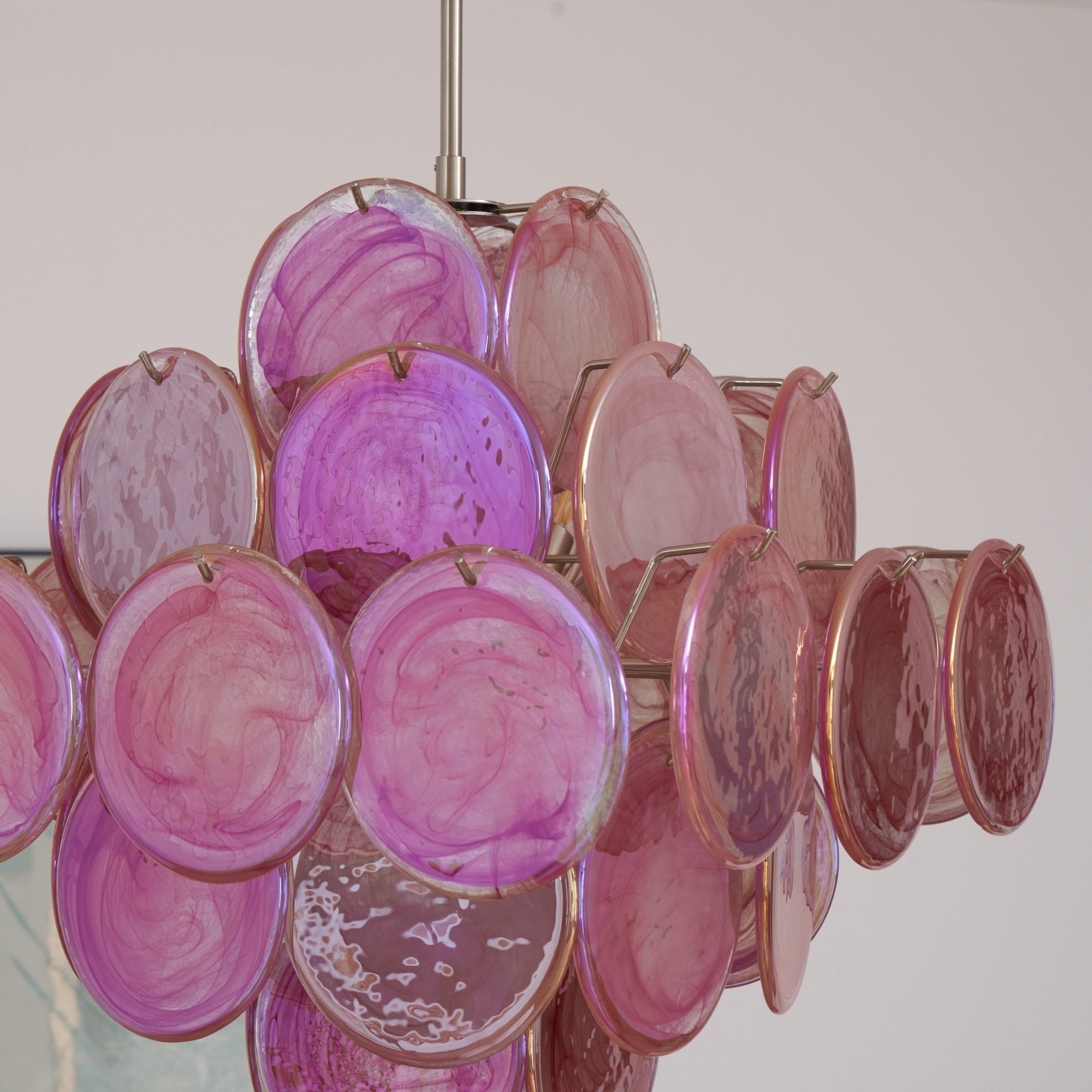 Aurora Chandelier Pink Glass Disc Layered Romantic - Neutralighting