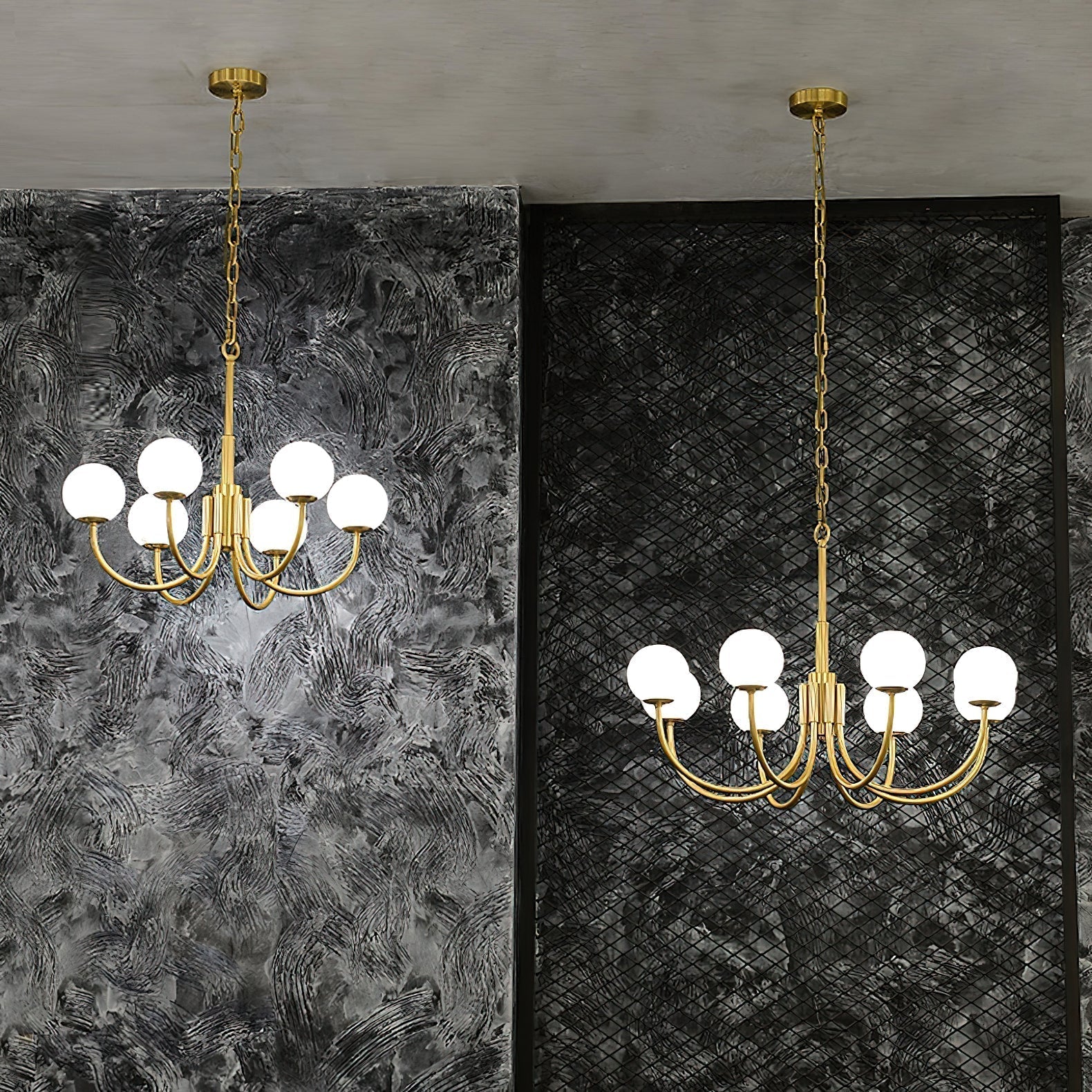 Mjolkuvys Modern Minimalist Globe Brass Alabaster Chandelier - Letslighting