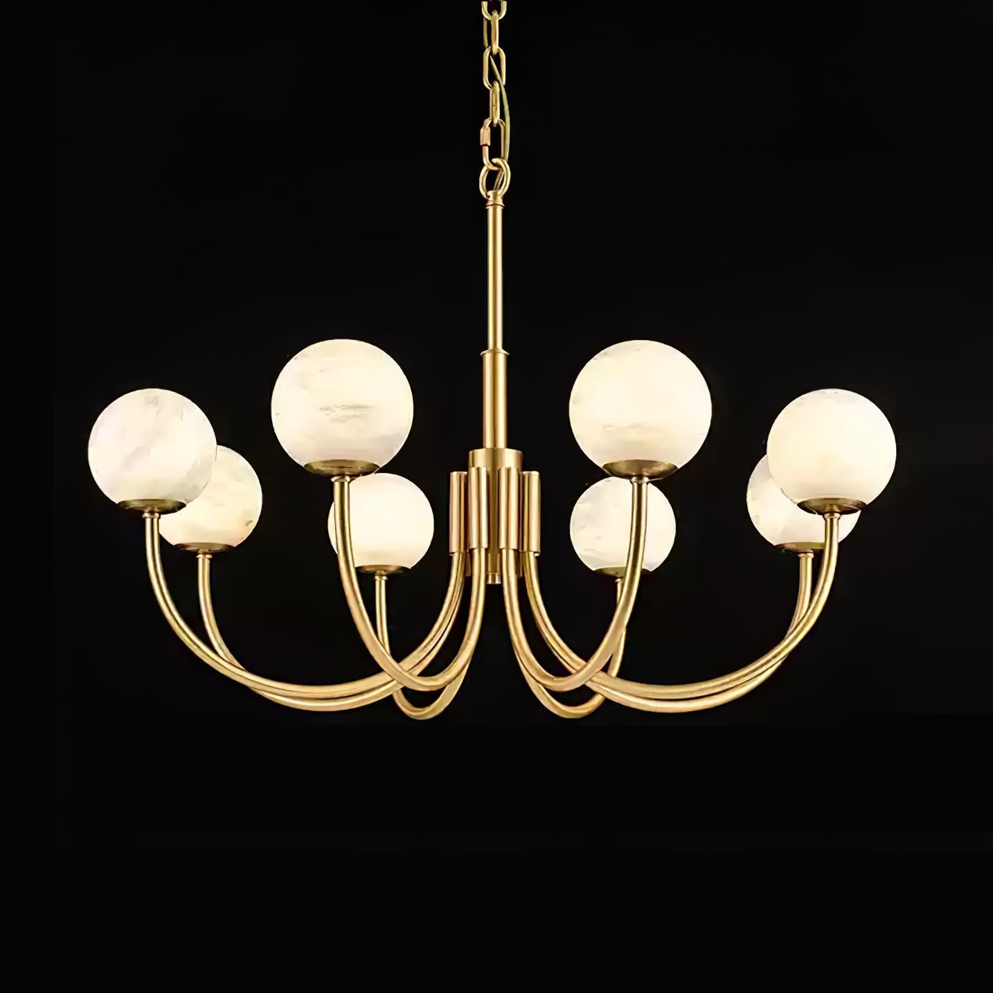Mjolkuvys Modern Minimalist Globe Brass Alabaster Chandelier - Letslighting