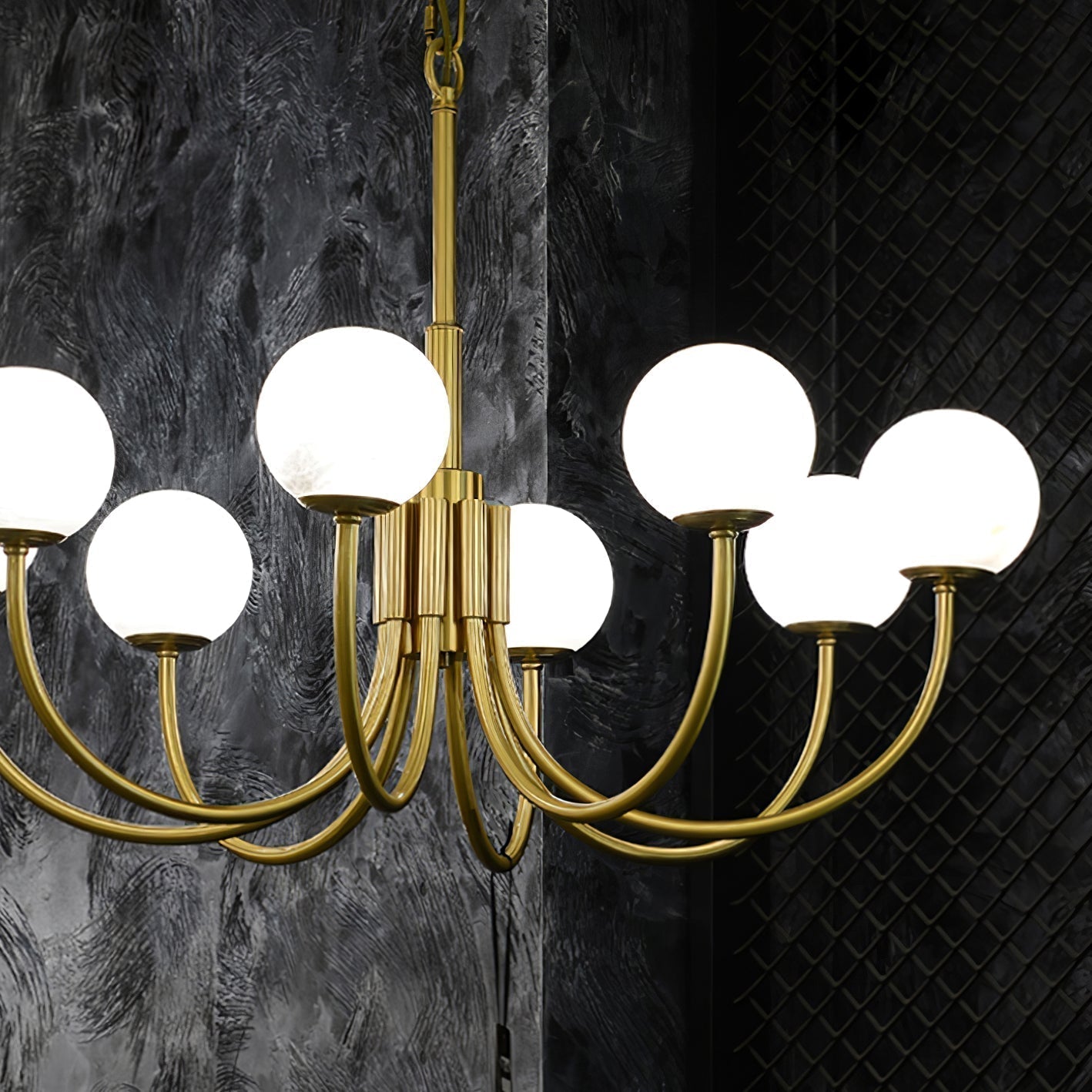 Mjolkuvys Modern Minimalist Globe Brass Alabaster Chandelier - Letslighting