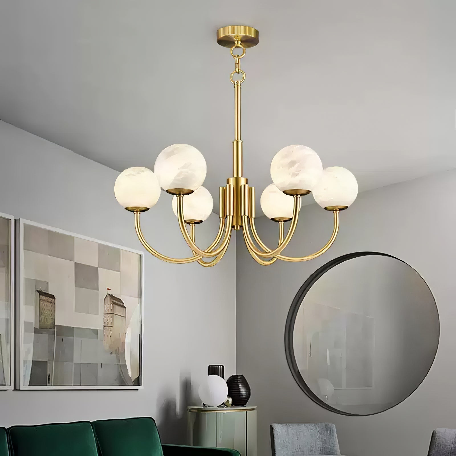 Alira Vintage Alabaster Chandelier Light - Letslighting