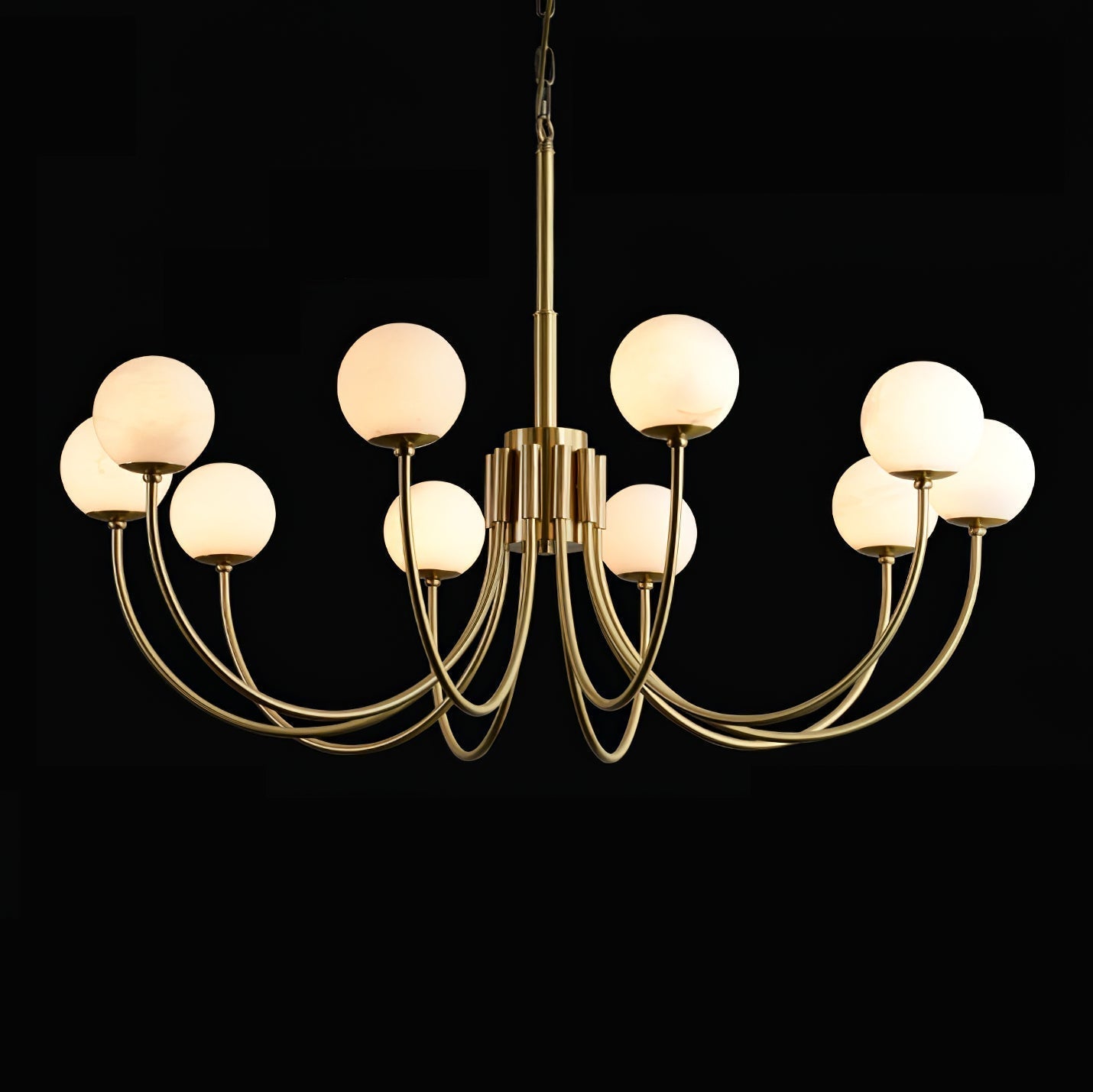 Mjolkuvys Modern Minimalist Globe Brass Alabaster Chandelier - Letslighting