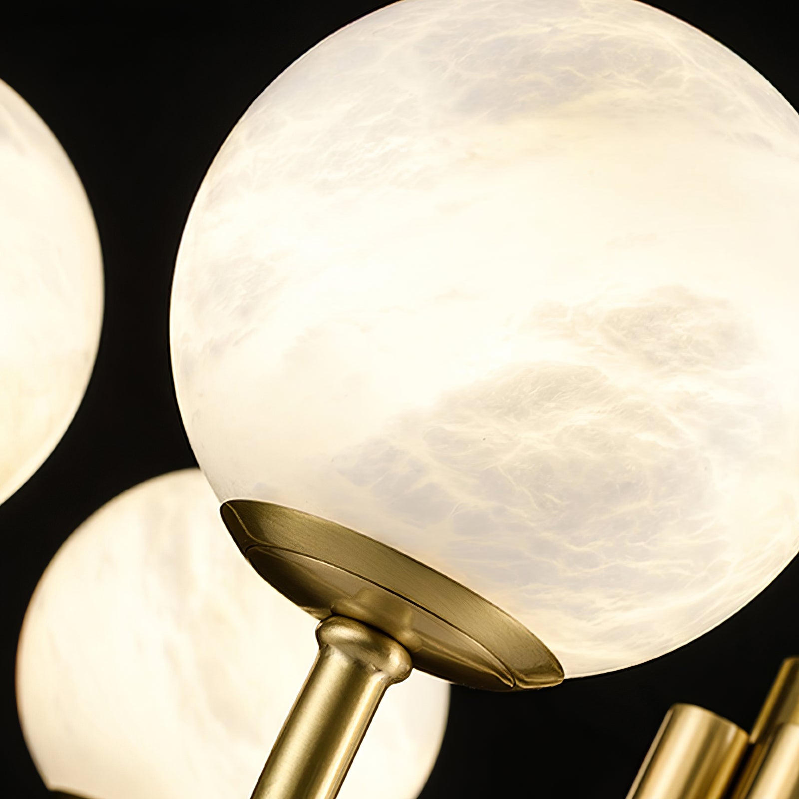 Mjolkuvys Modern Minimalist Globe Brass Alabaster Chandelier - Letslighting