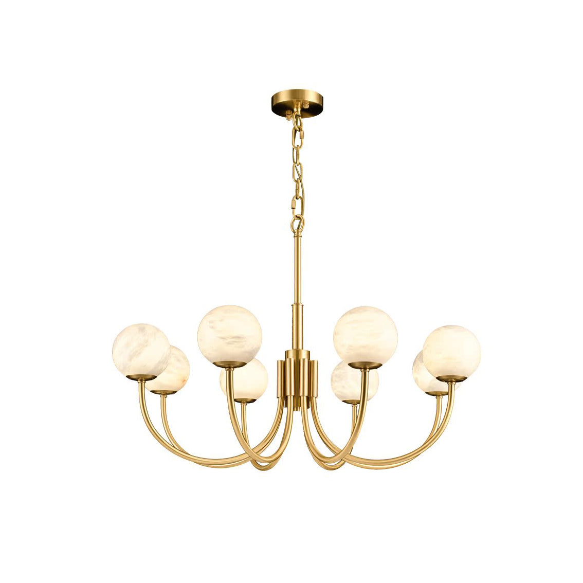 Mjolkuvys Modern Minimalist Globe Brass Alabaster Chandelier - Letslighting