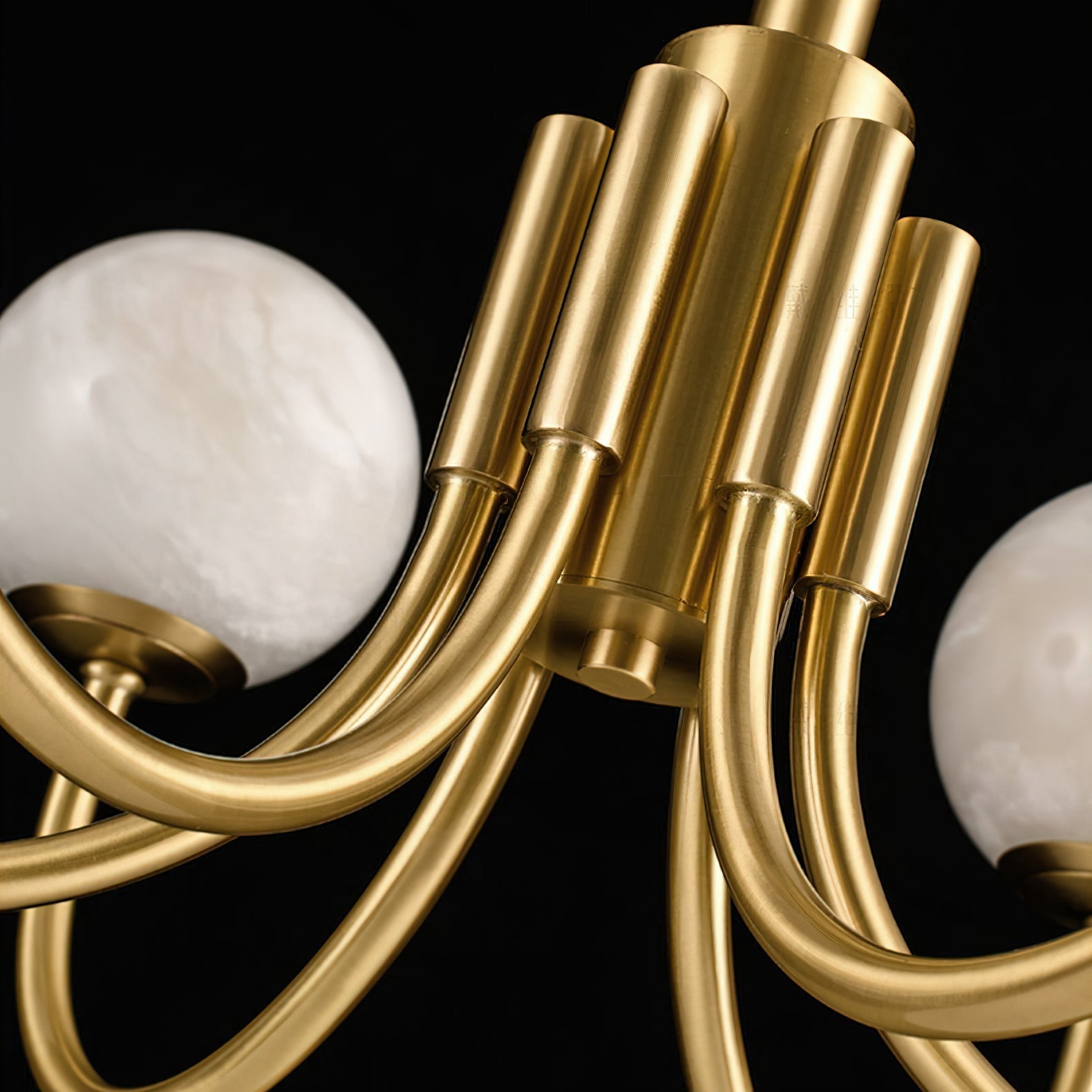 Mjolkuvys Modern Minimalist Globe Brass Alabaster Chandelier - Letslighting