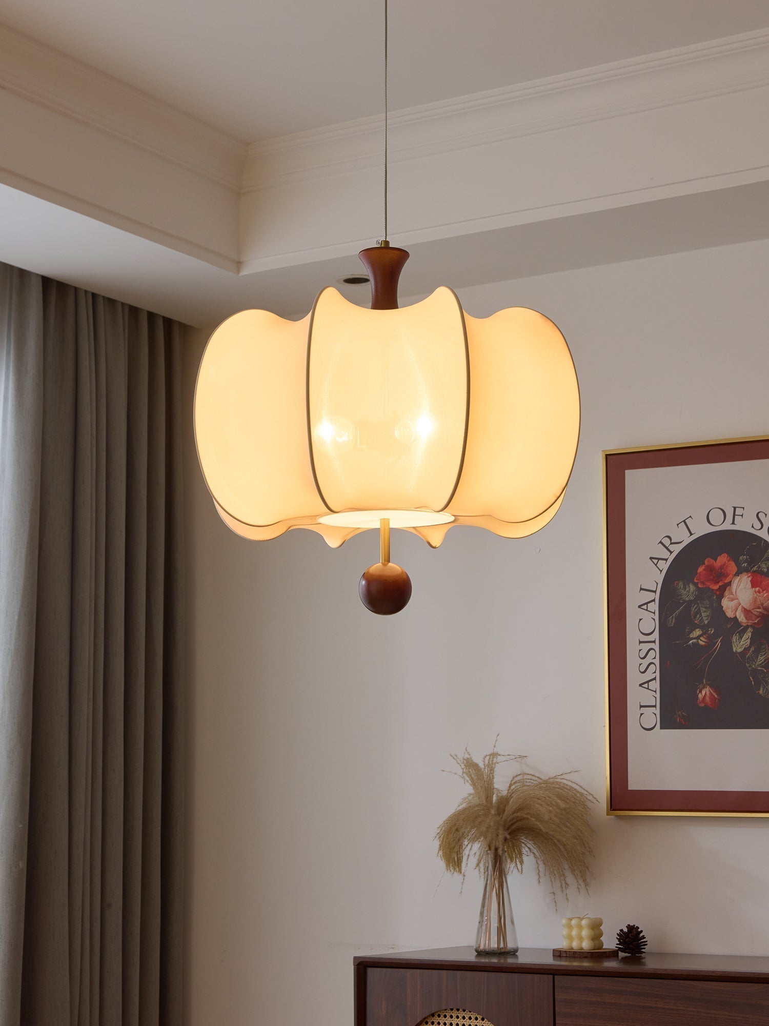 Calithra Stoff Holz Pendelleuchte-Letslighting