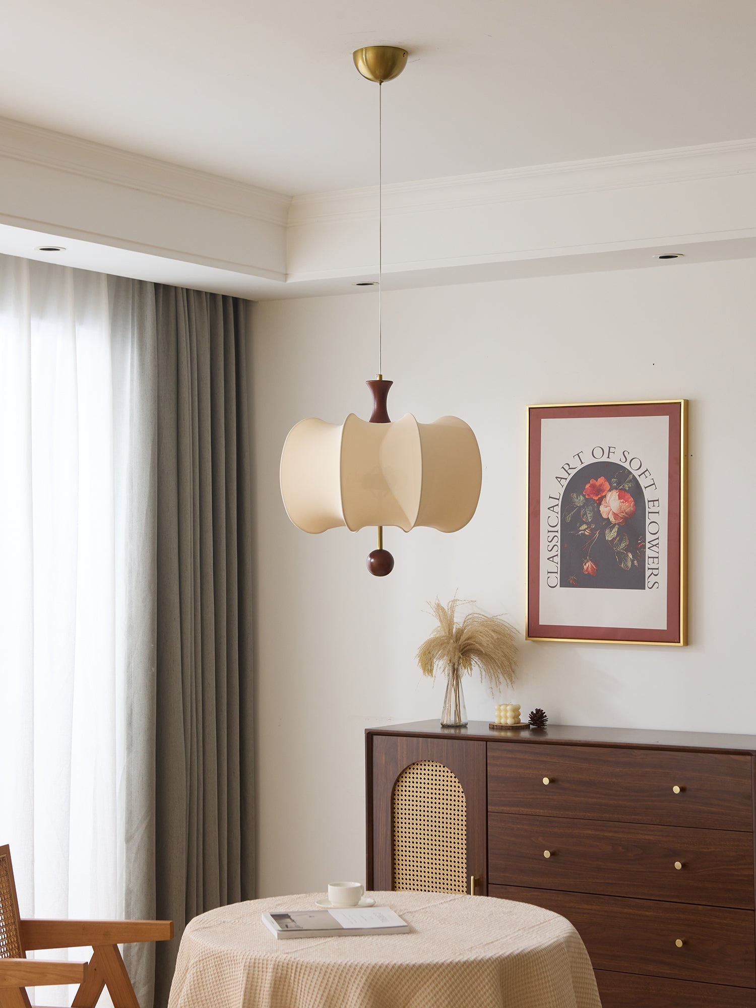 Calithra Stoff Holz Pendelleuchte-Letslighting