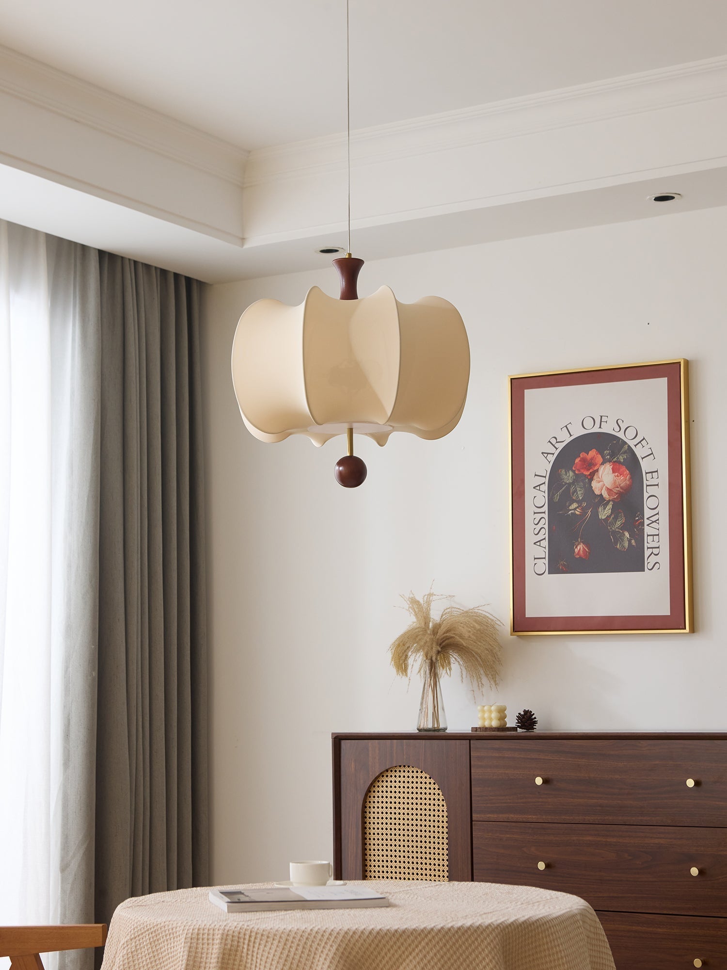 Calithra Stoff Holz Pendelleuchte-Letslighting