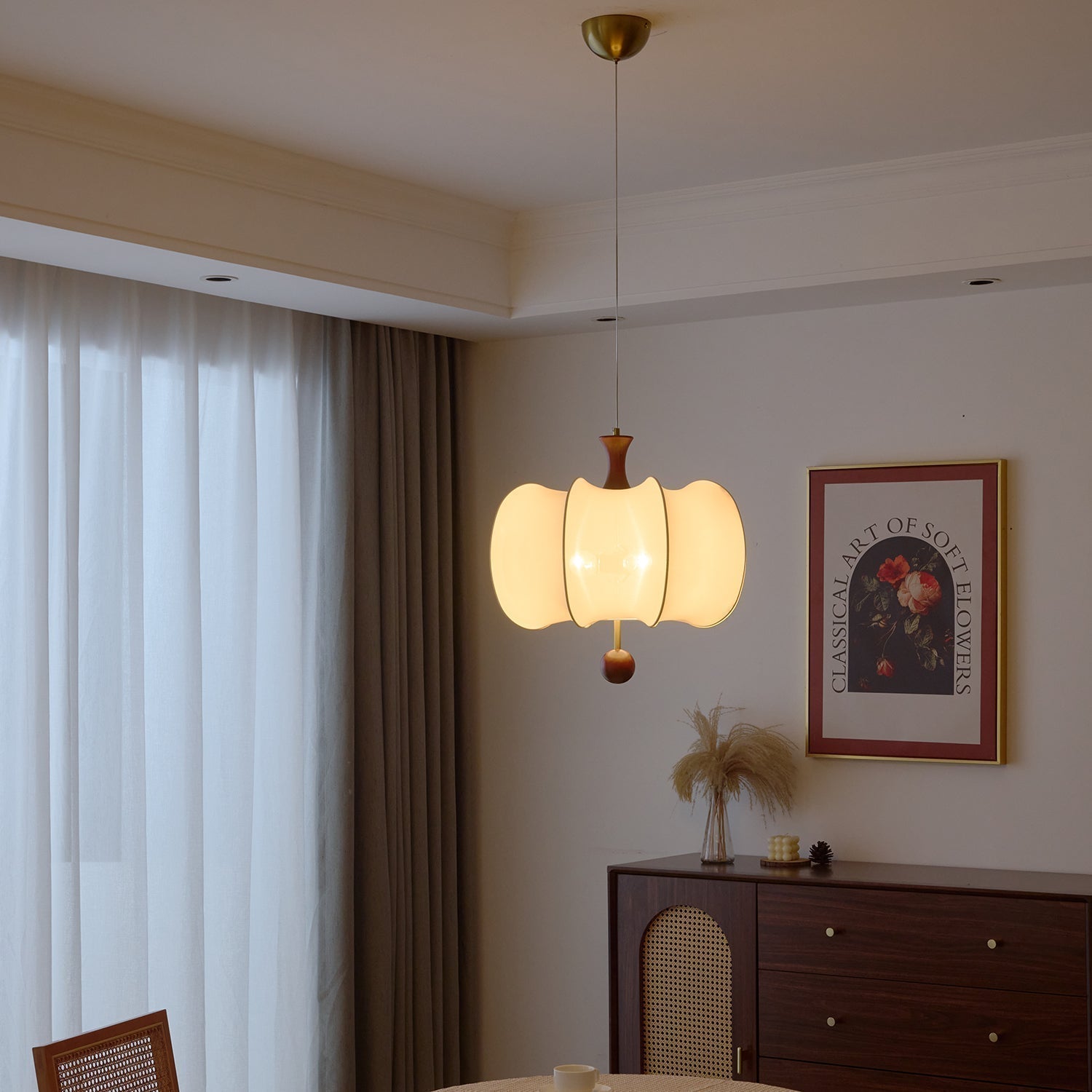 Calithra Stoff Holz Pendelleuchte-Letslighting