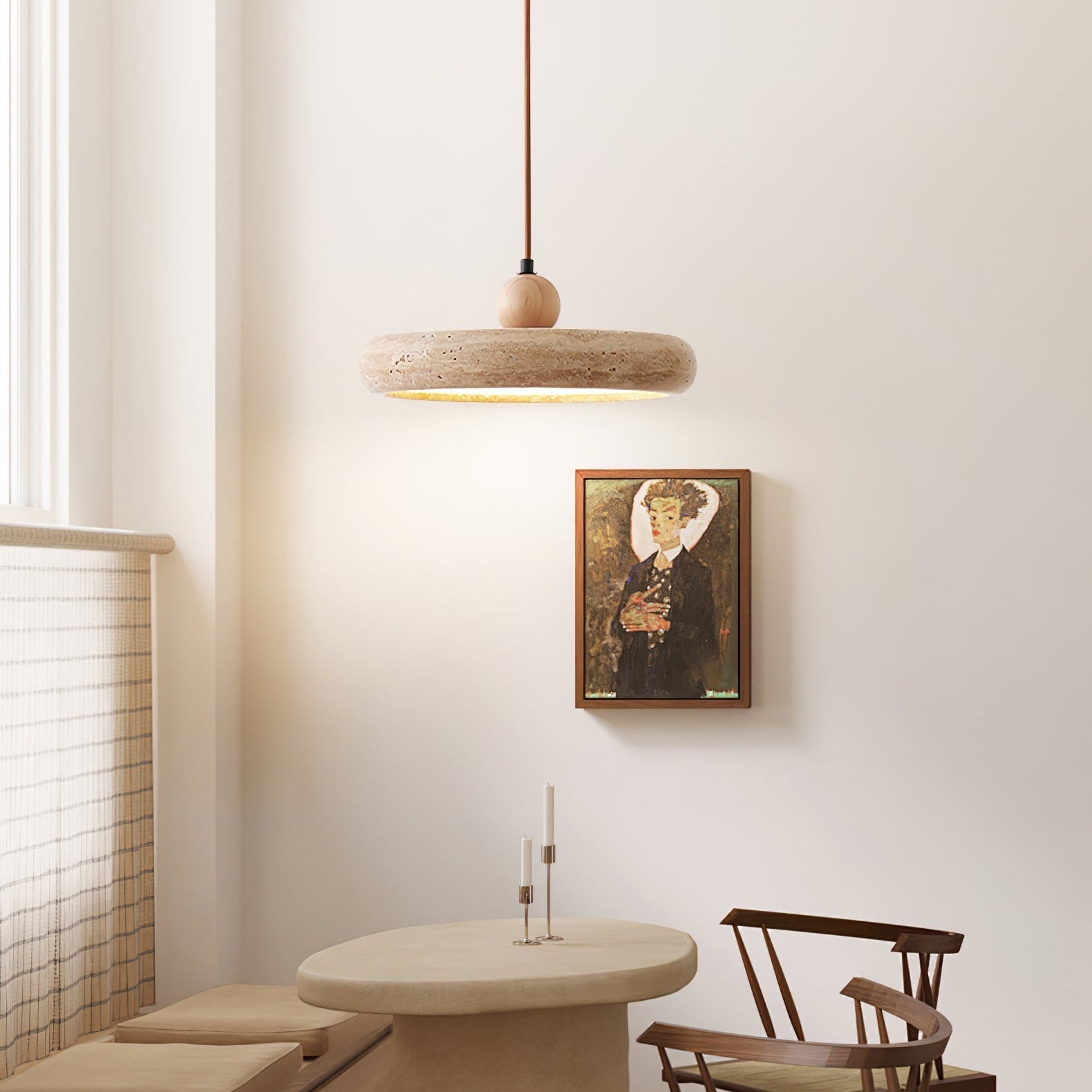Zesolor Minimalist Travertine Pendant Light - Neutralighting